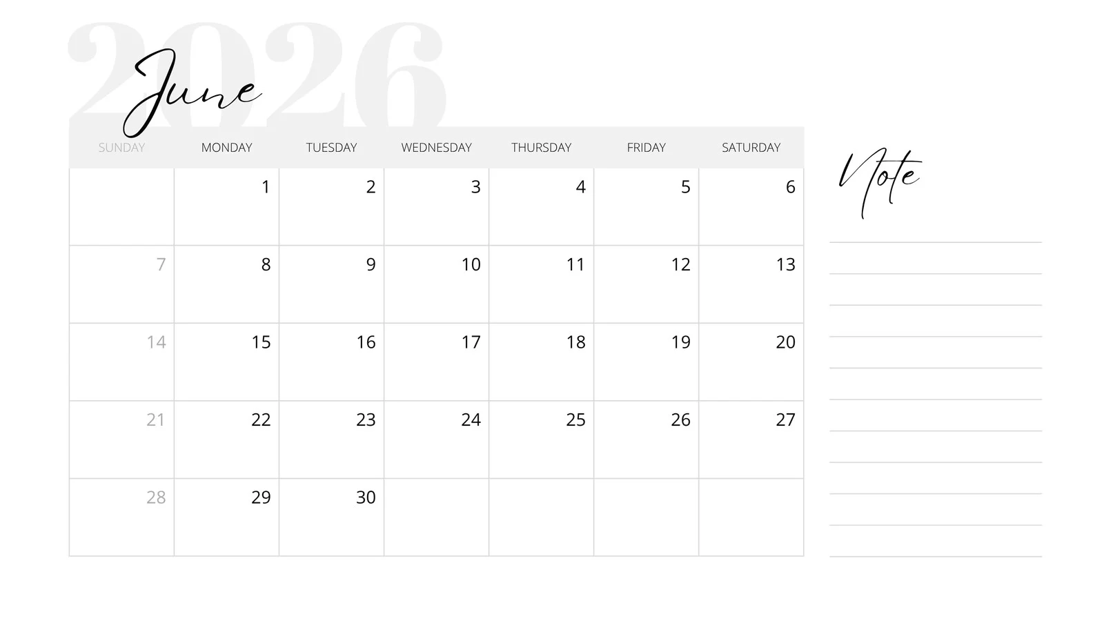 June Printable Calendar Pdf