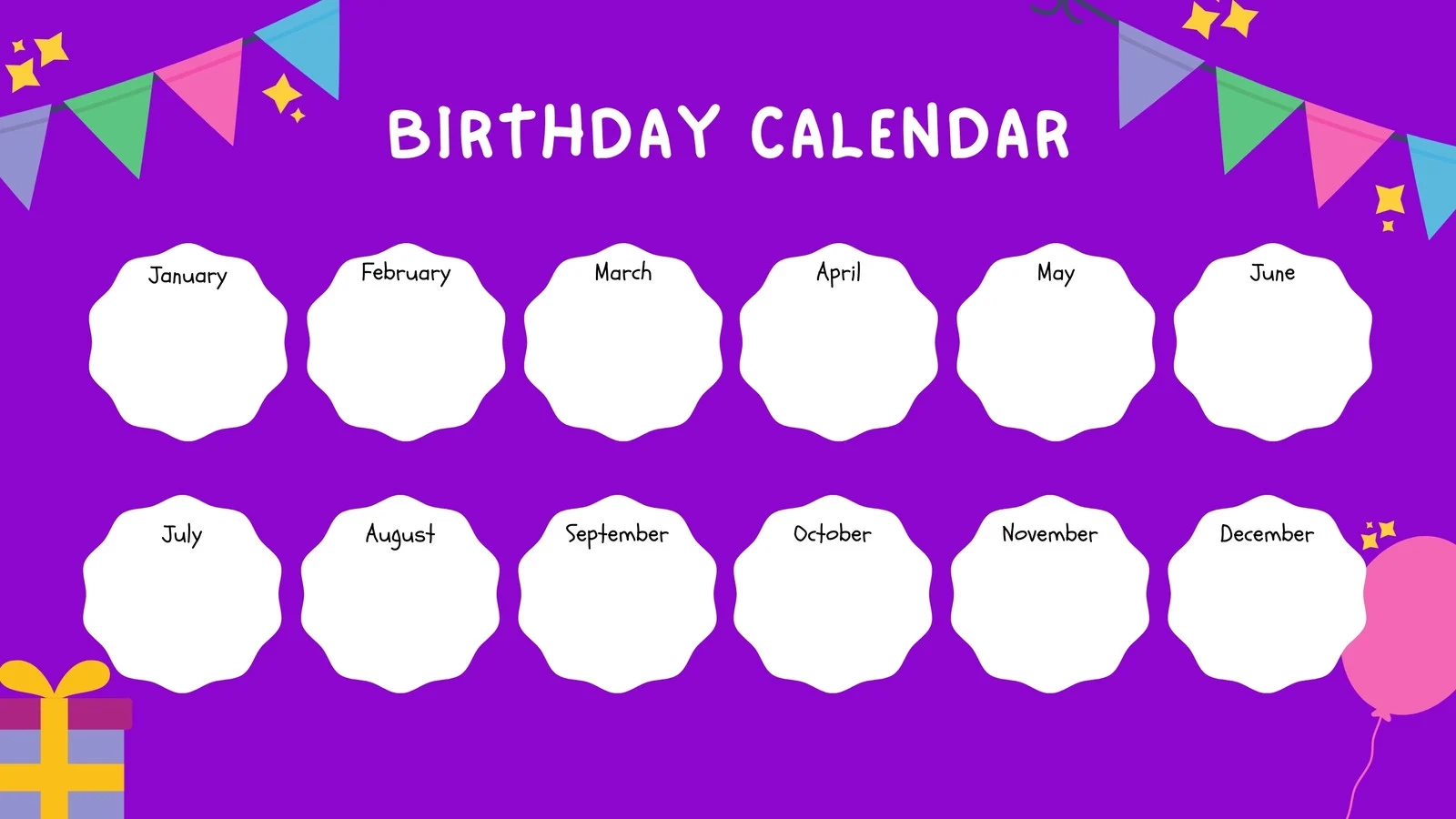 Free Printable Customizable Birthday Calendar Templates Canva