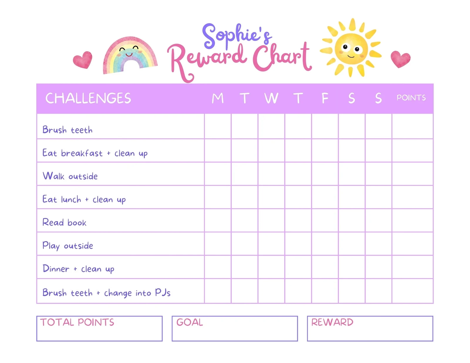 Free Printable Customizable Reward Chart Poster Templates Canva