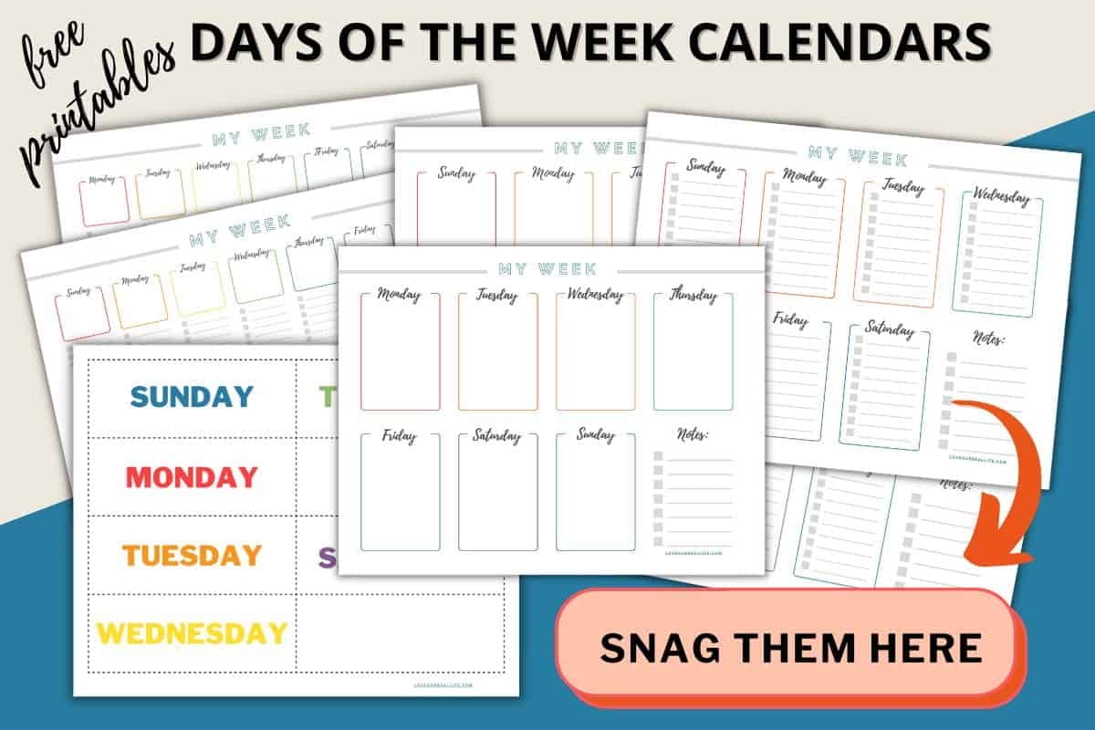 FREE Printable Days Of The Week Calendar Home Or Classroom Love Our Real Life