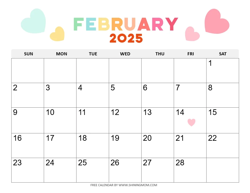 Free February Printable Calendar