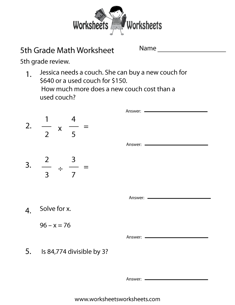 5th Grade Worksheets Printable