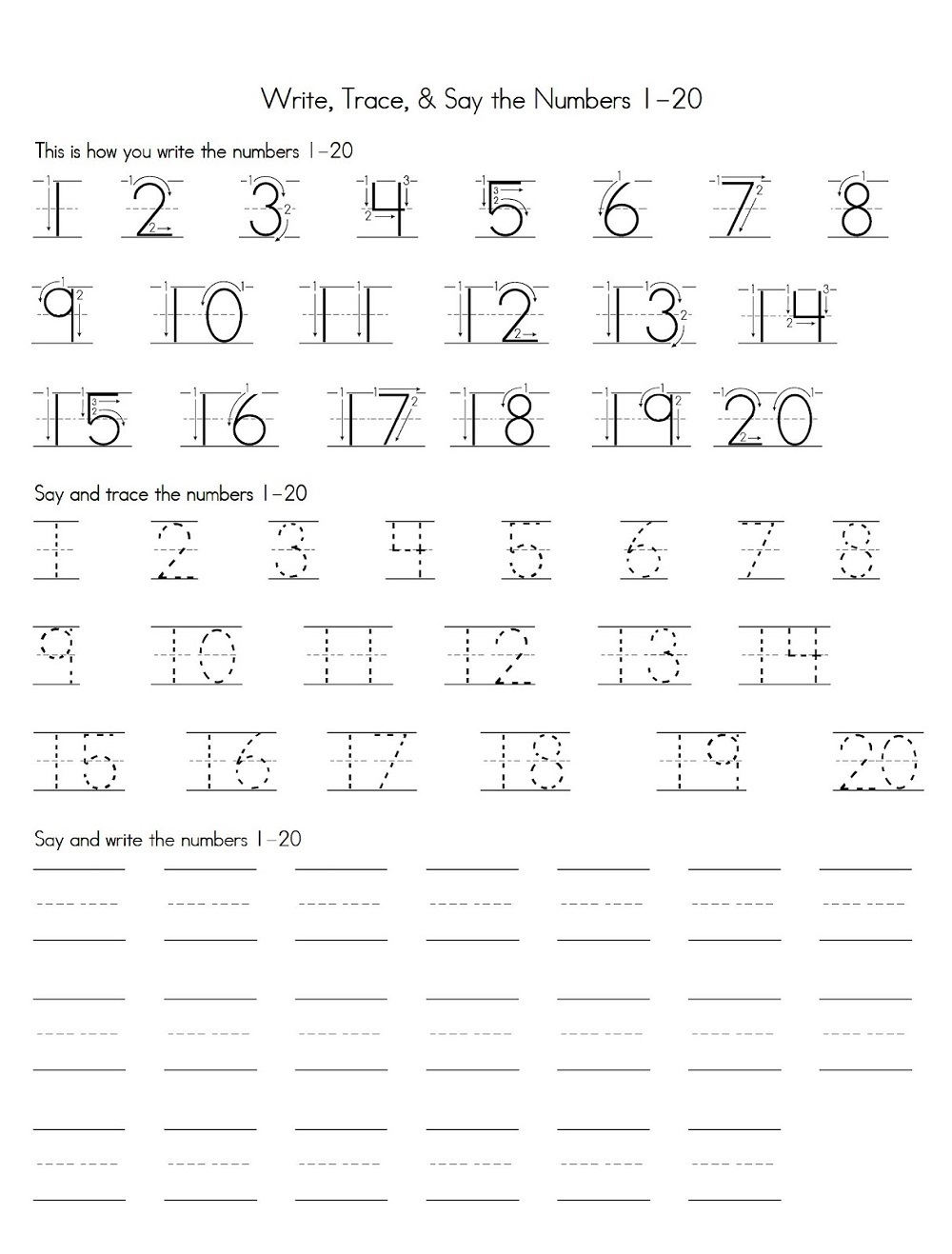 Free Printable Kindergarten Number Writing Worksheets