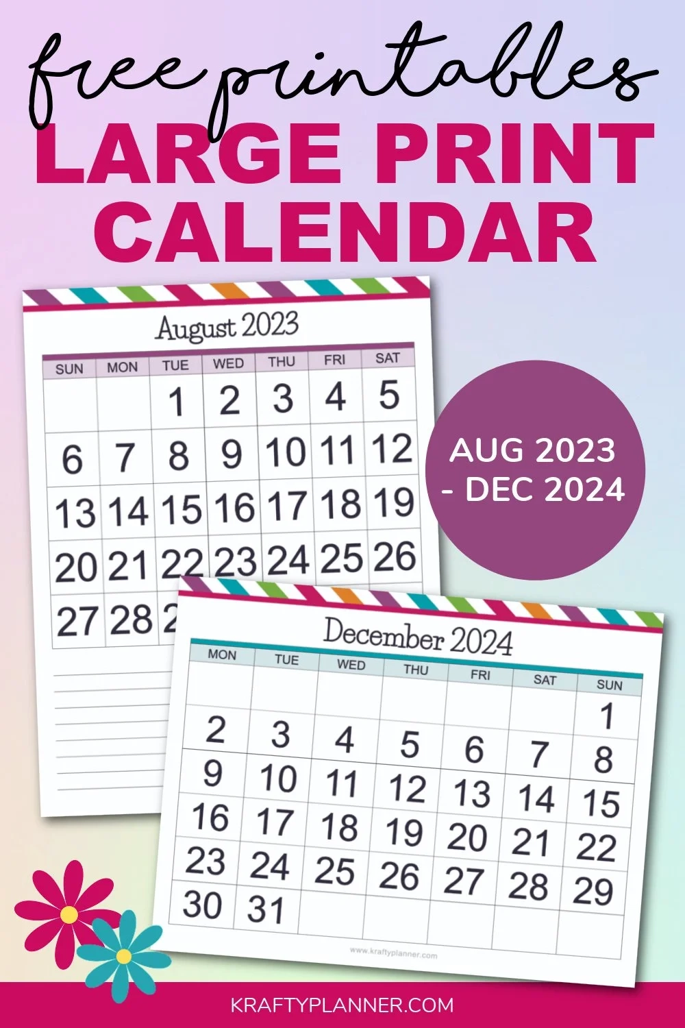 Free Printable Large Calendar