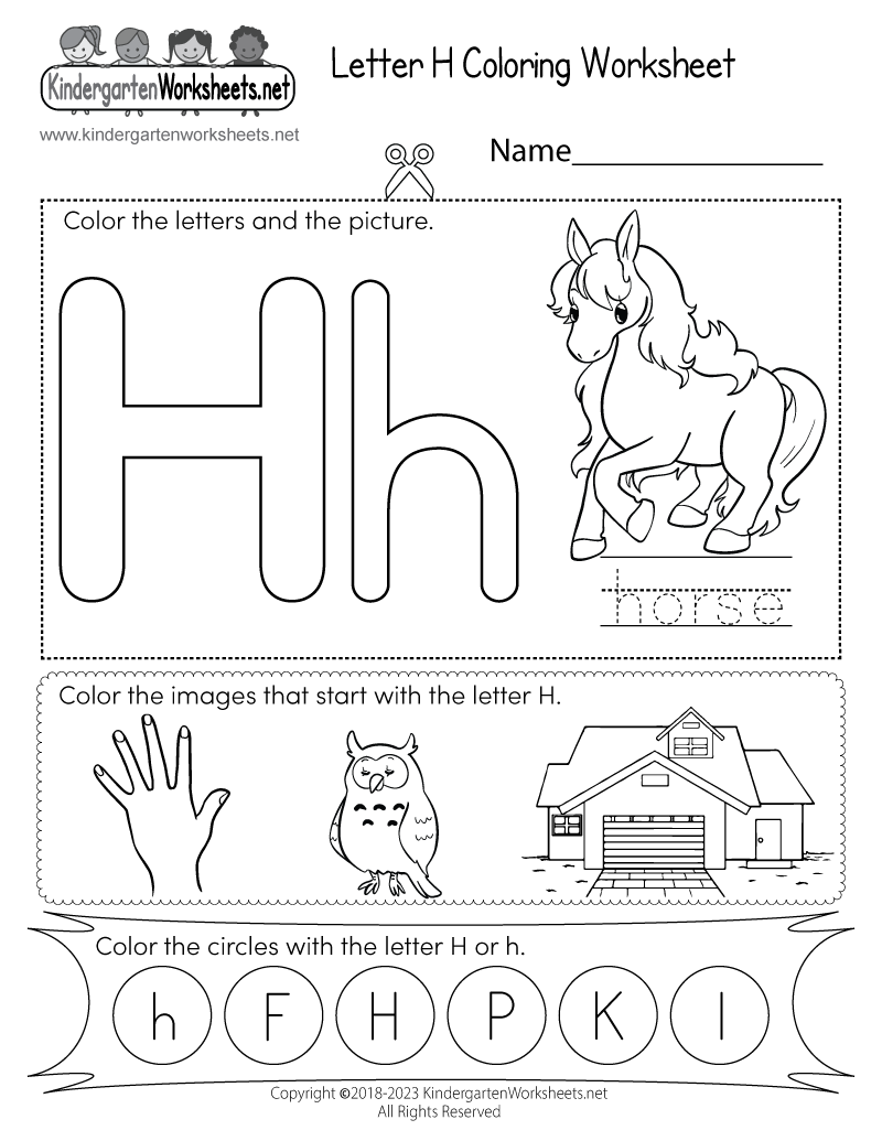 Letter H Printable Worksheets