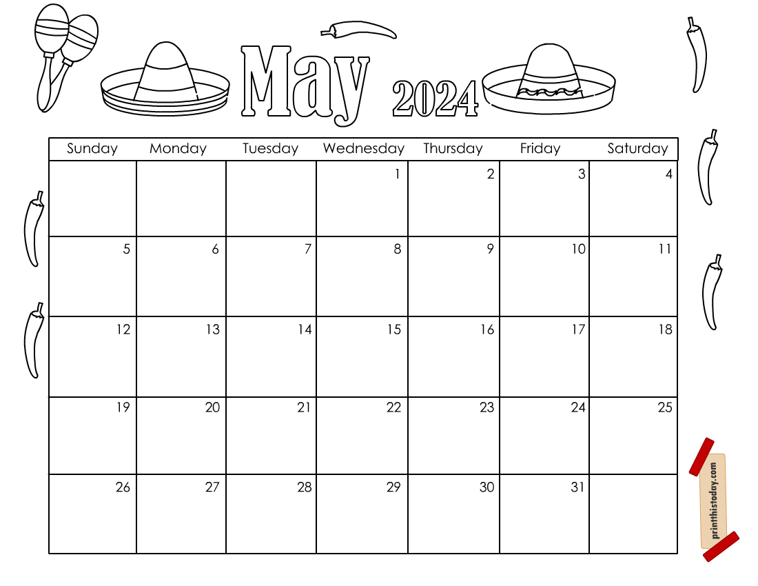 Free Printable May 2024 Monthly Calendar Pages
