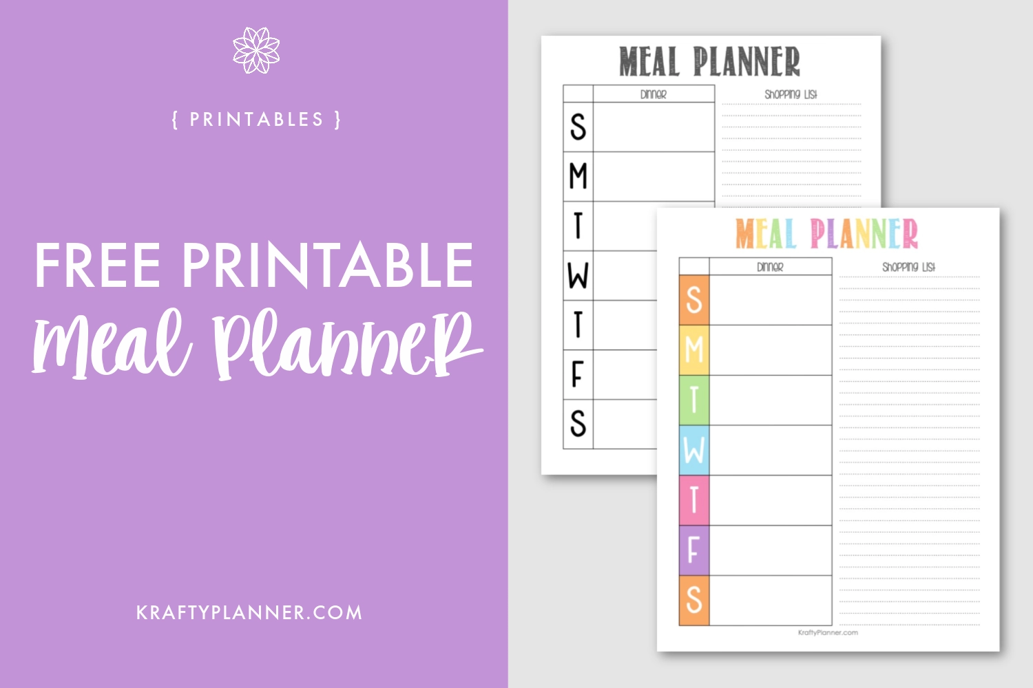 Free Printable Meal Planner Krafty Planner