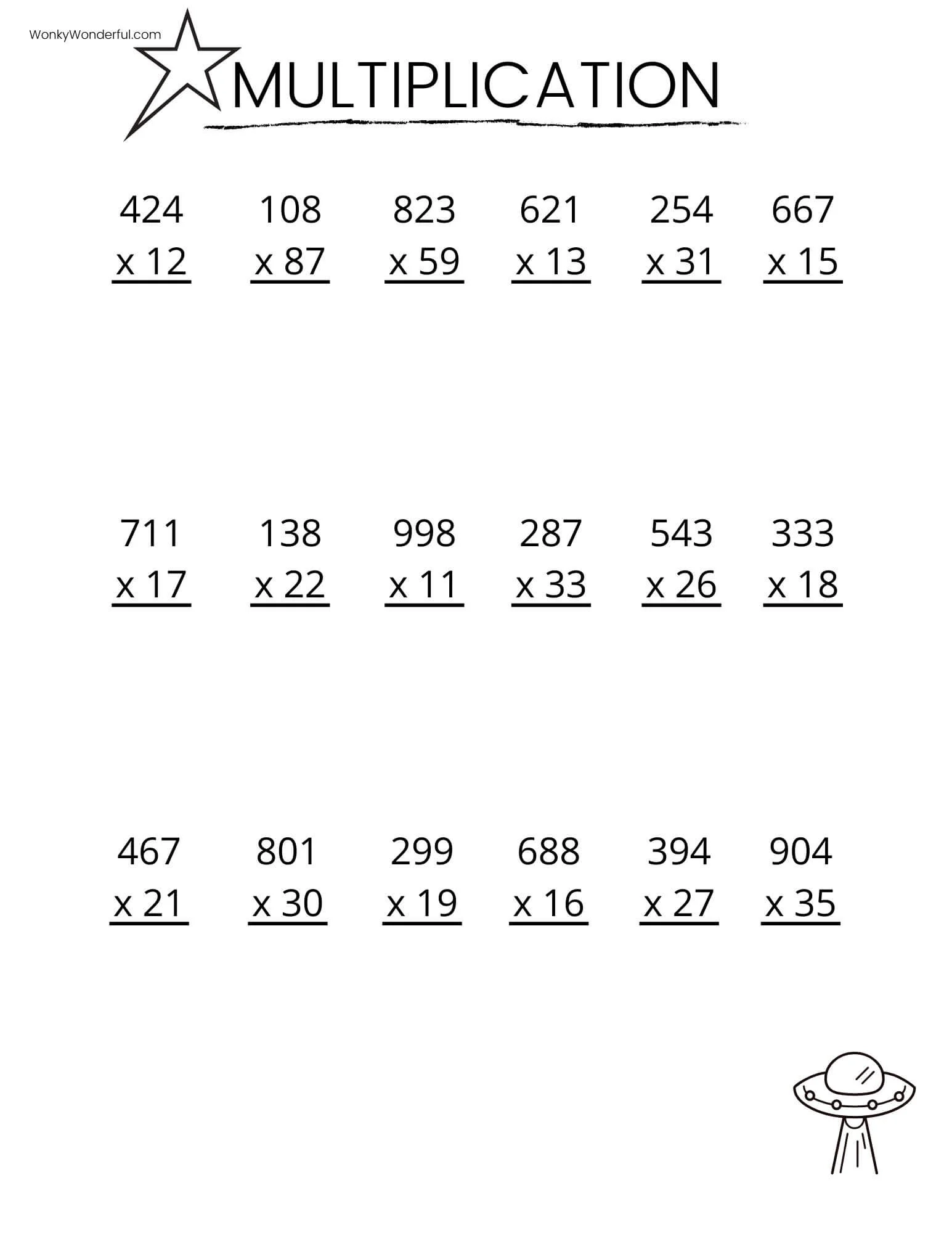 FREE PRINTABLE MULTIPLICATION WORKSHEETS WonkyWonderful