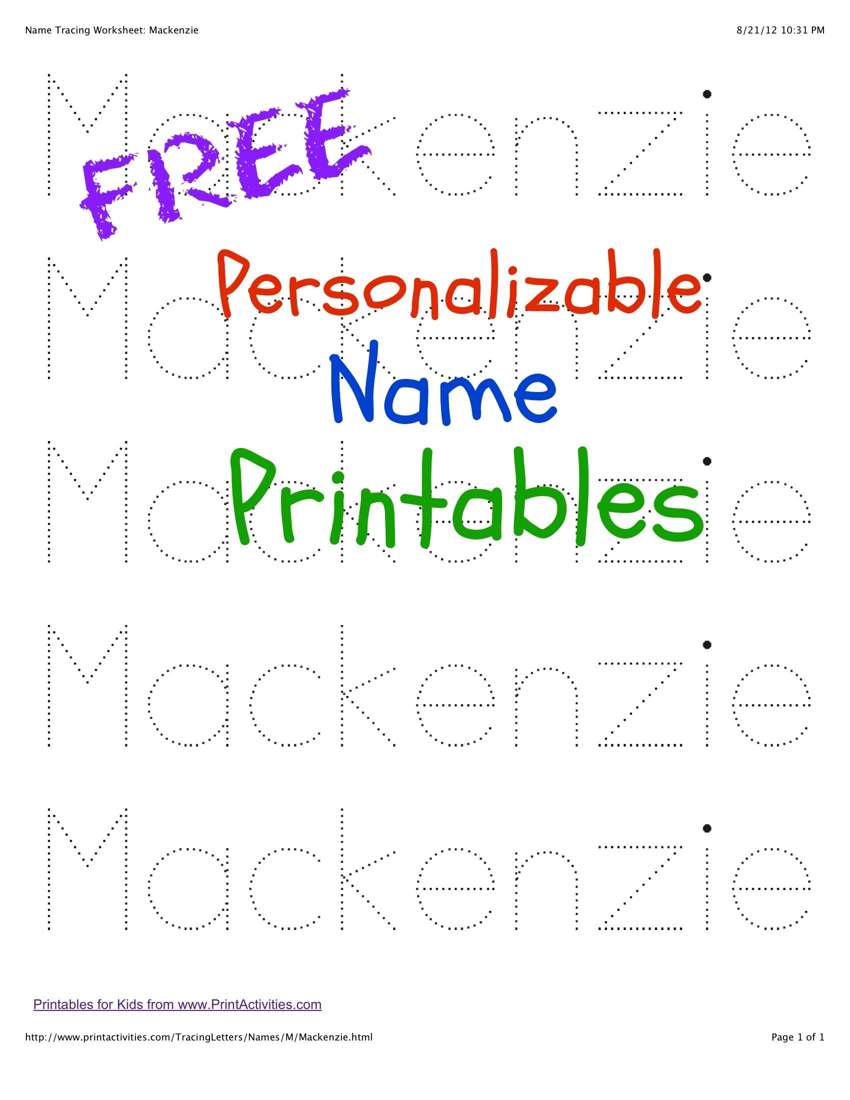 Free Printable Tracing Names Worksheets