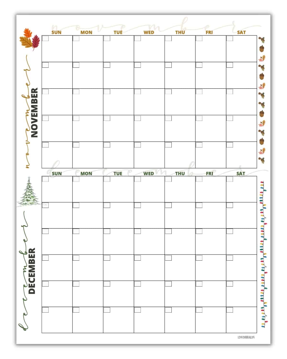Printable October November December Calendar Printable October November December Calendar
