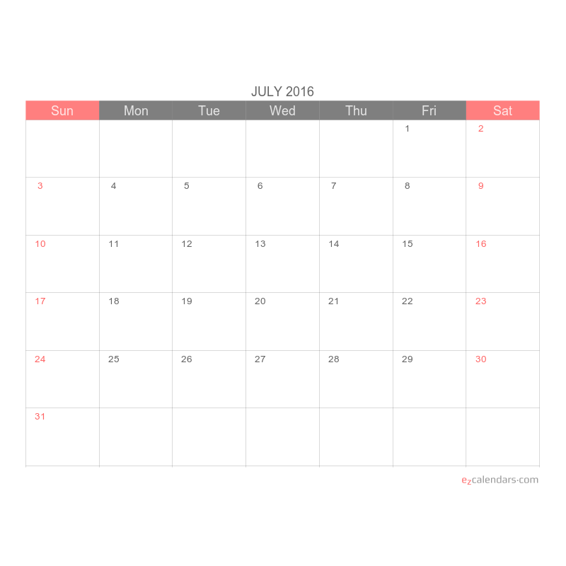 Free Printable One Month Calendar EzCalendars