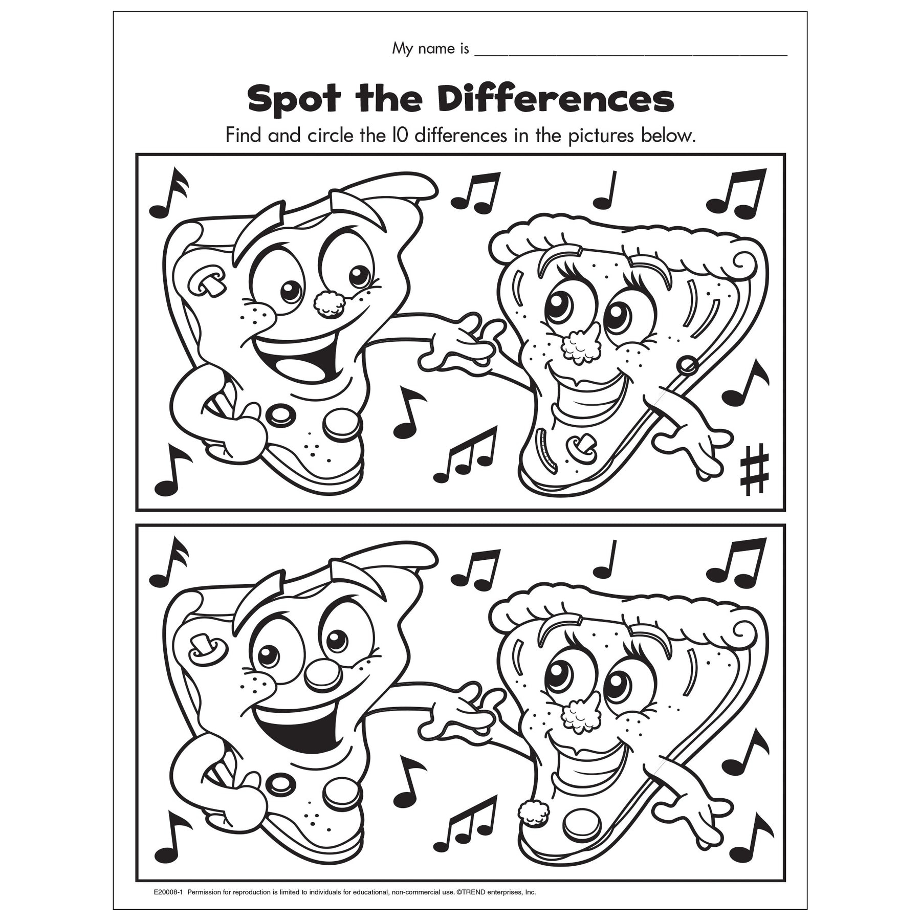 Free Printable Pizza Time Spot The Differences Activity Sheet Worksheets Library