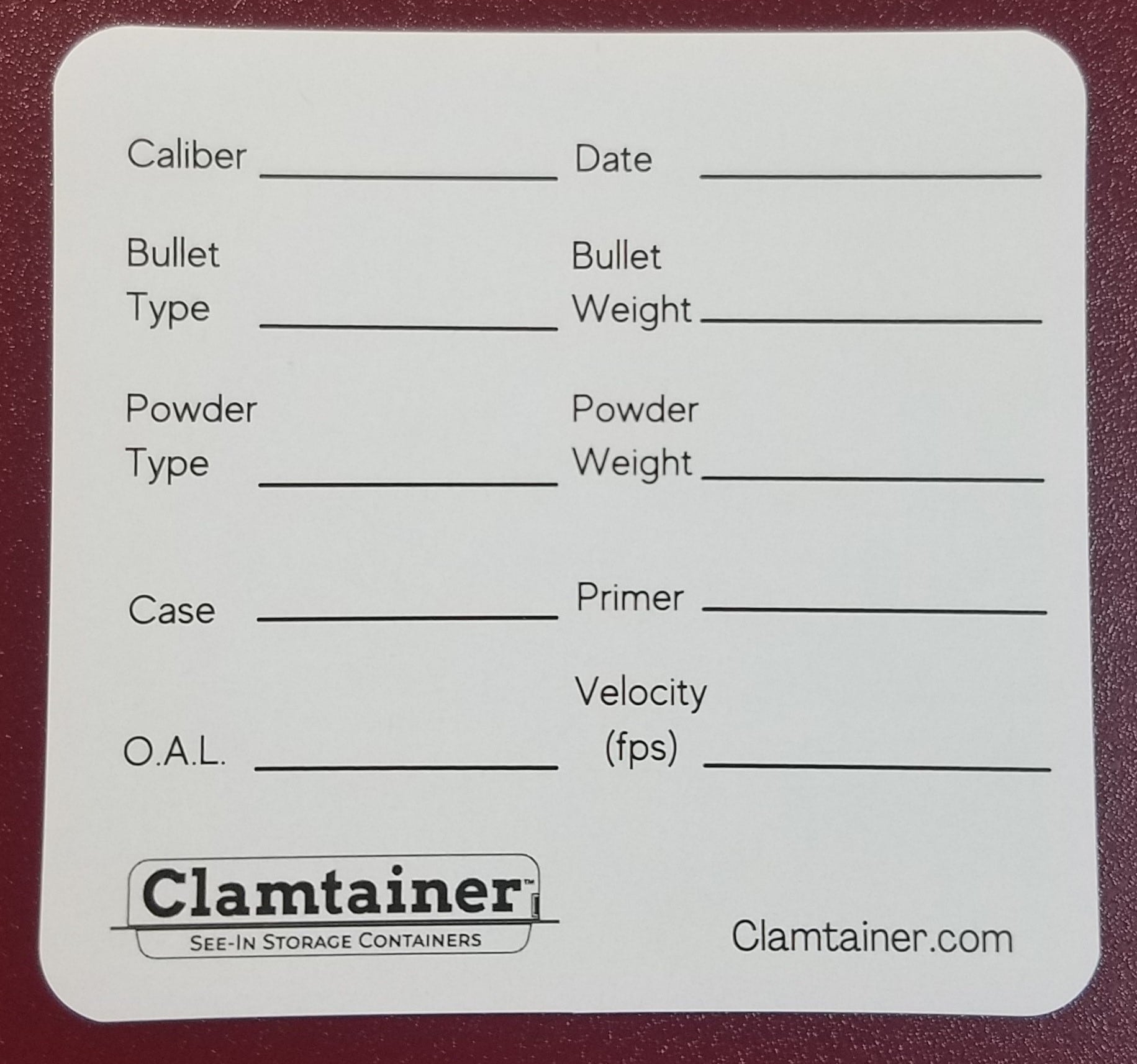 Printable Reloading Log Sheets Printable Reloading Log Sheets