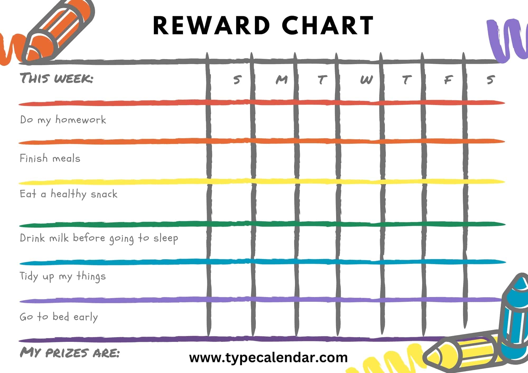 Blank Printable Reward Charts