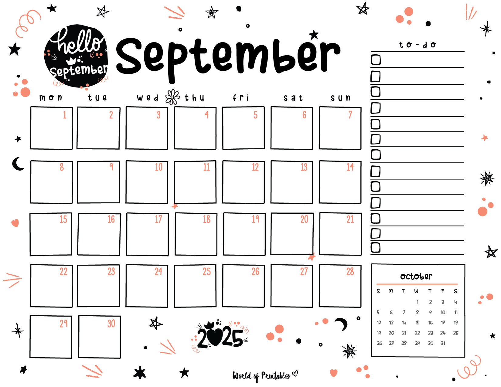 Printable September Calendar Printable September Calendar
