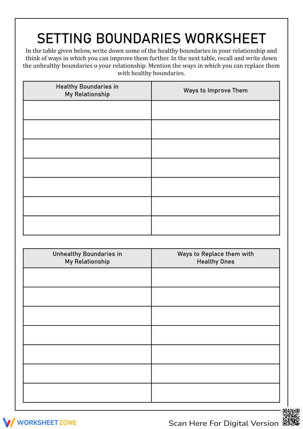 Free Printable Setting Boundaries Worksheet Printable Party Favors