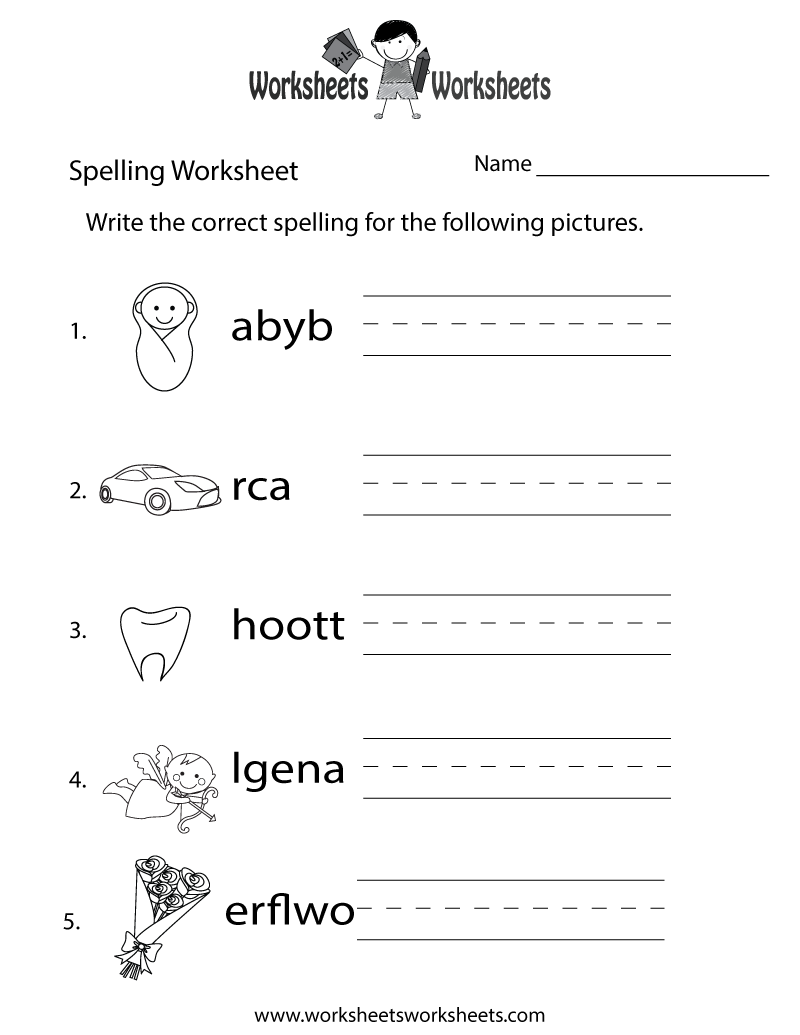 Free Printable Spelling Test Worksheet