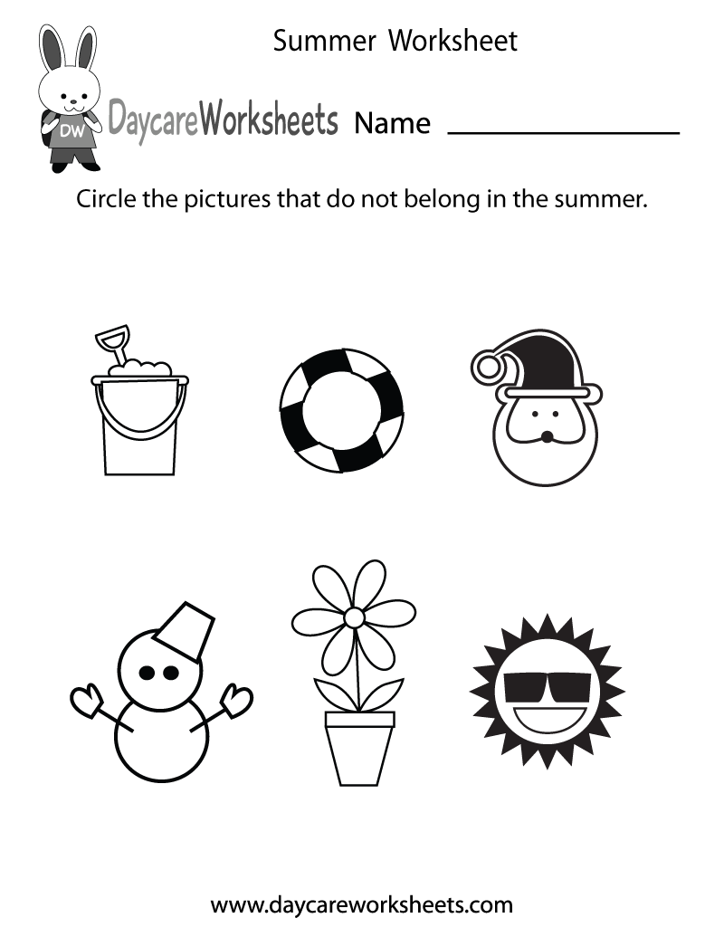 Free Printable Summer Worksheet For Preschool