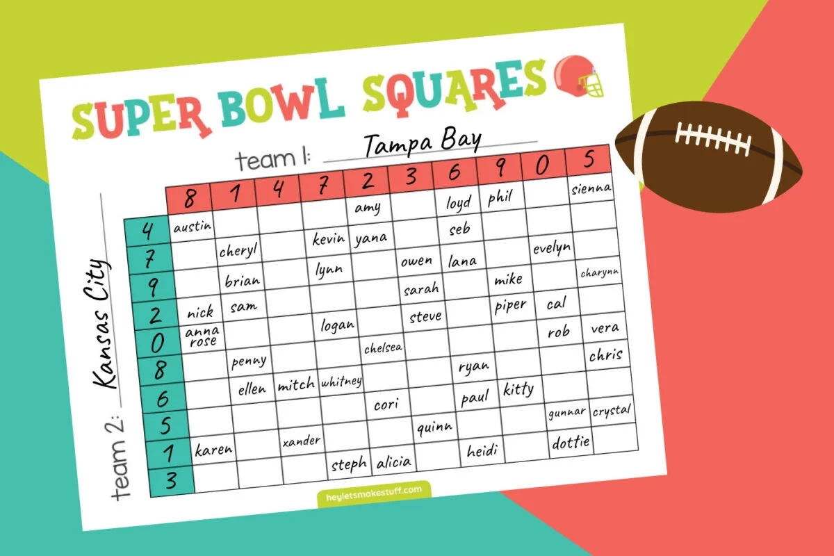 Printable Super Bowl Square Sheet
