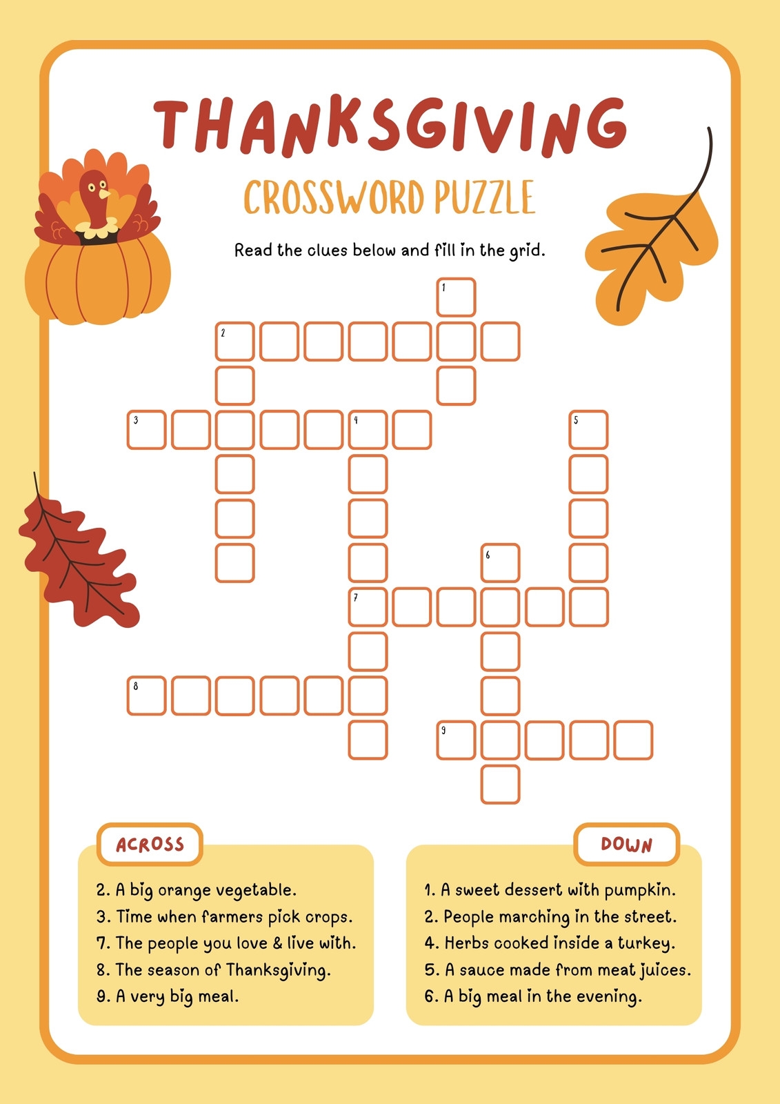 Printable Thanksgiving Worksheet