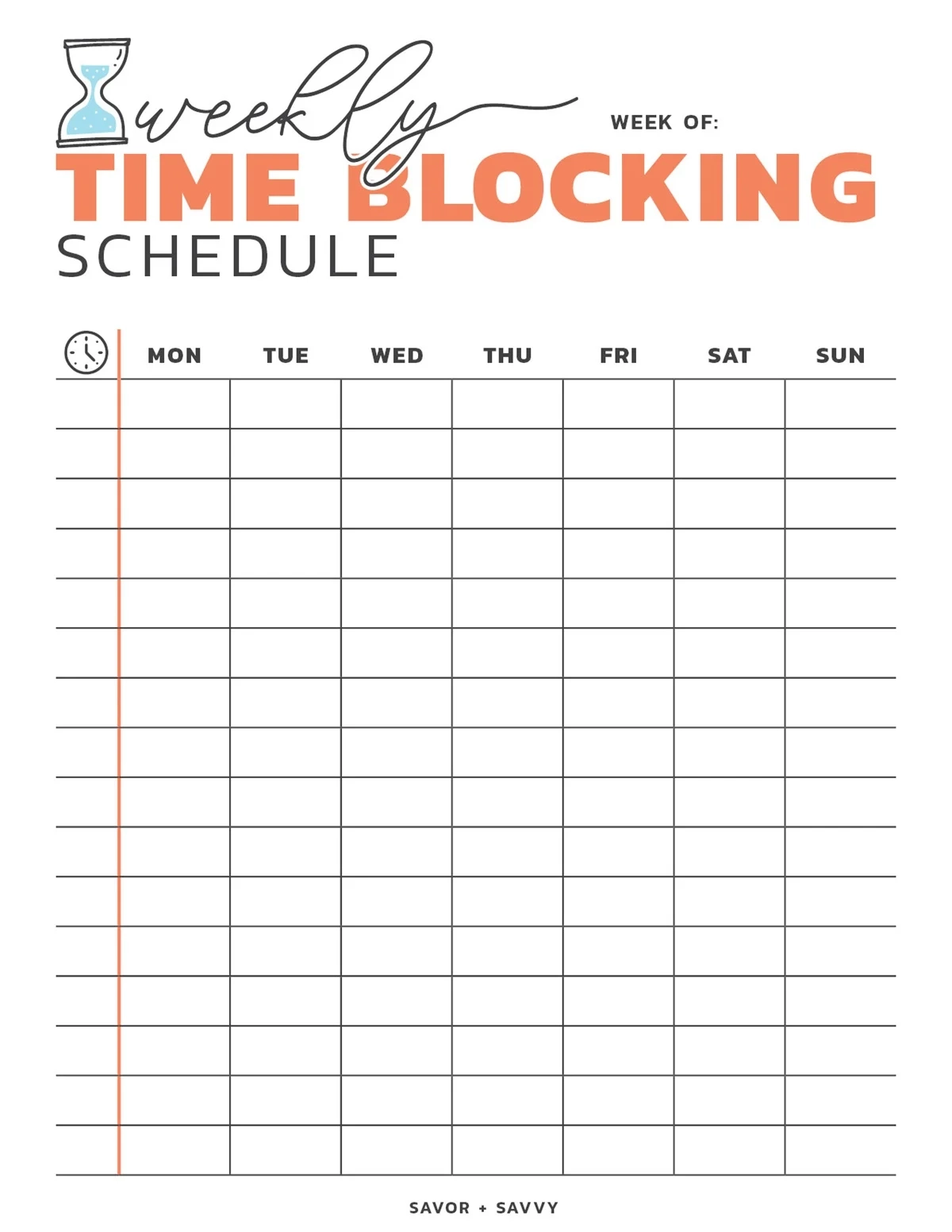Printable Time Blocking Calendar