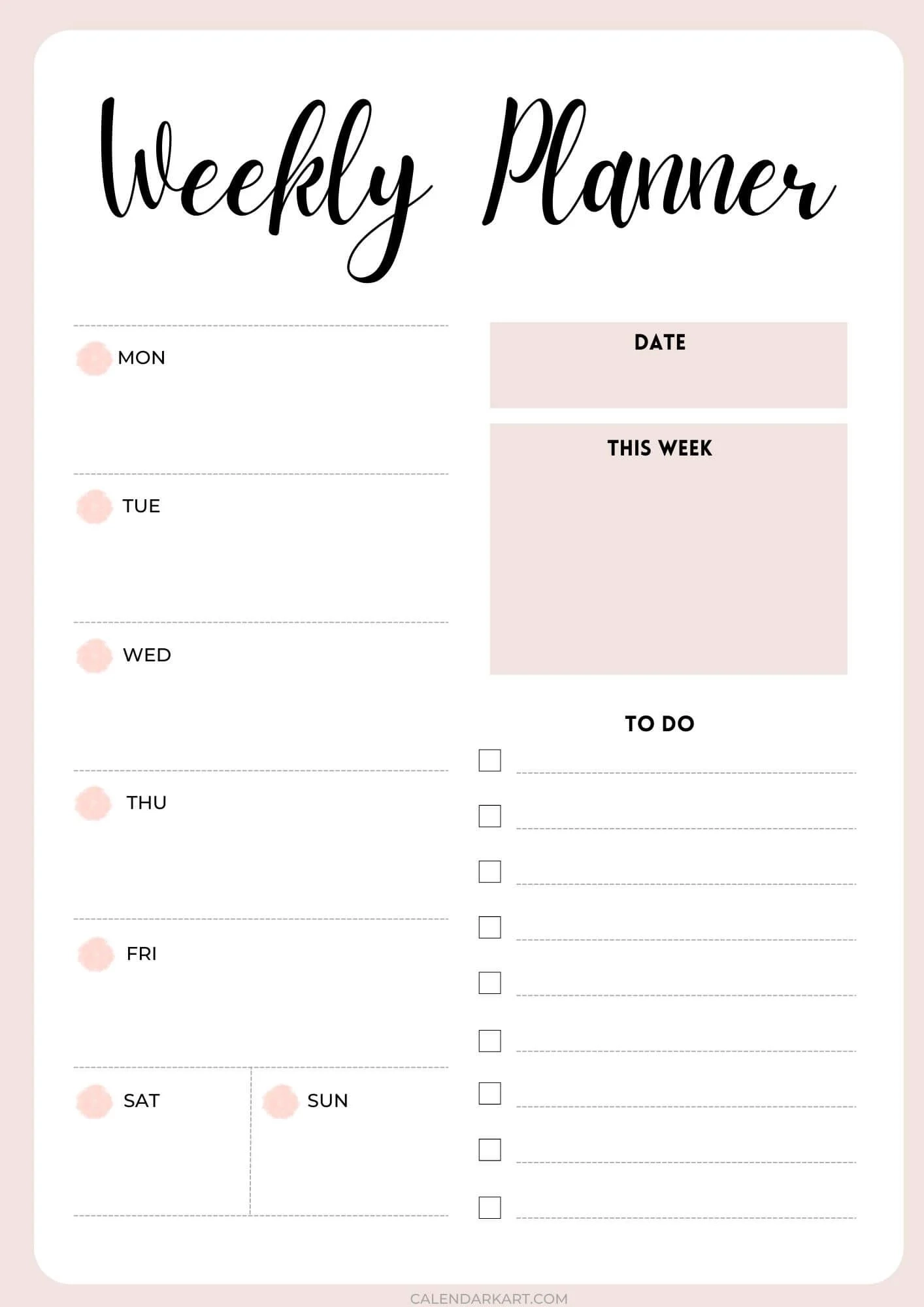 Calendar Week At A Glance Printable