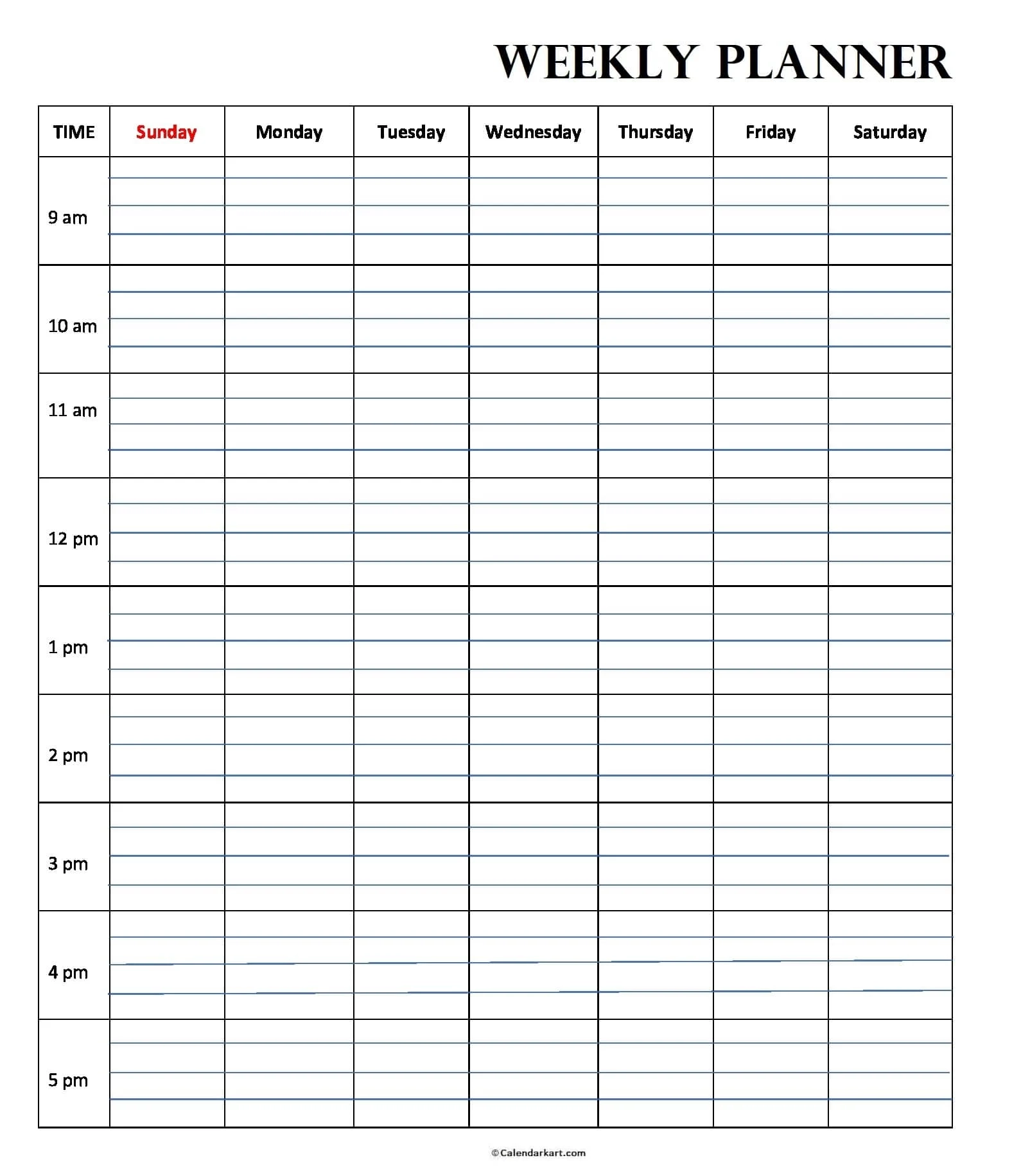 Free Printable Weekly Planner Templates CalendarKart