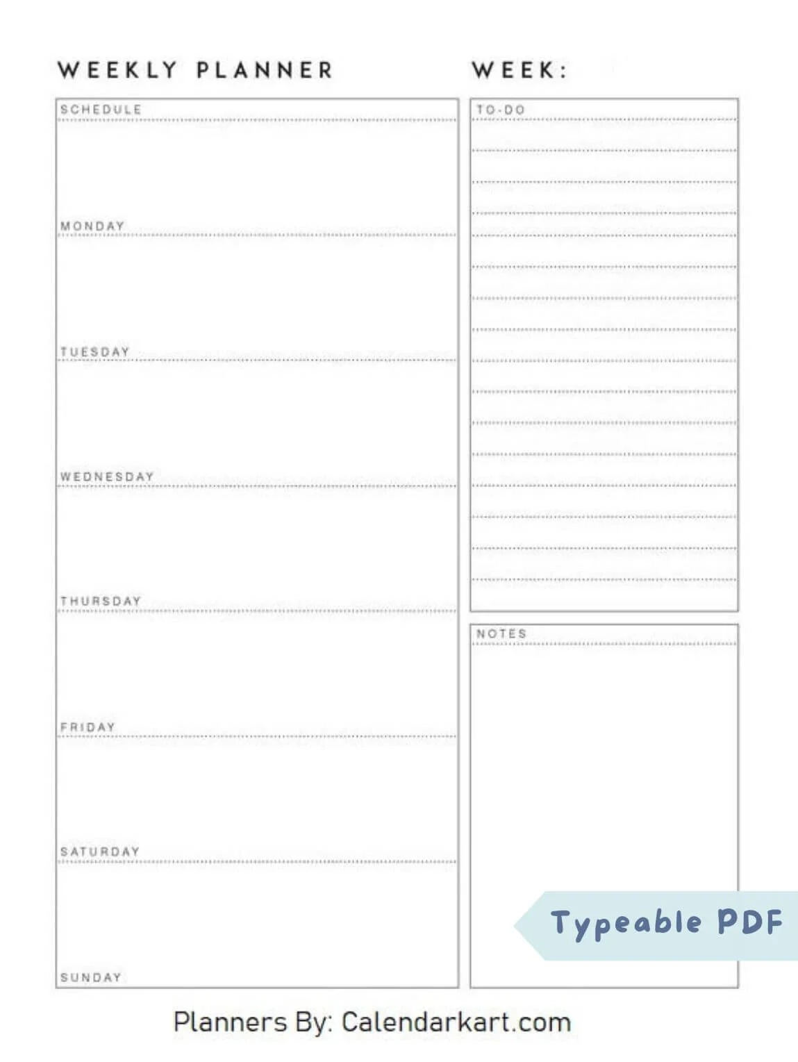 Free Printable Weekly Schedule Calendar