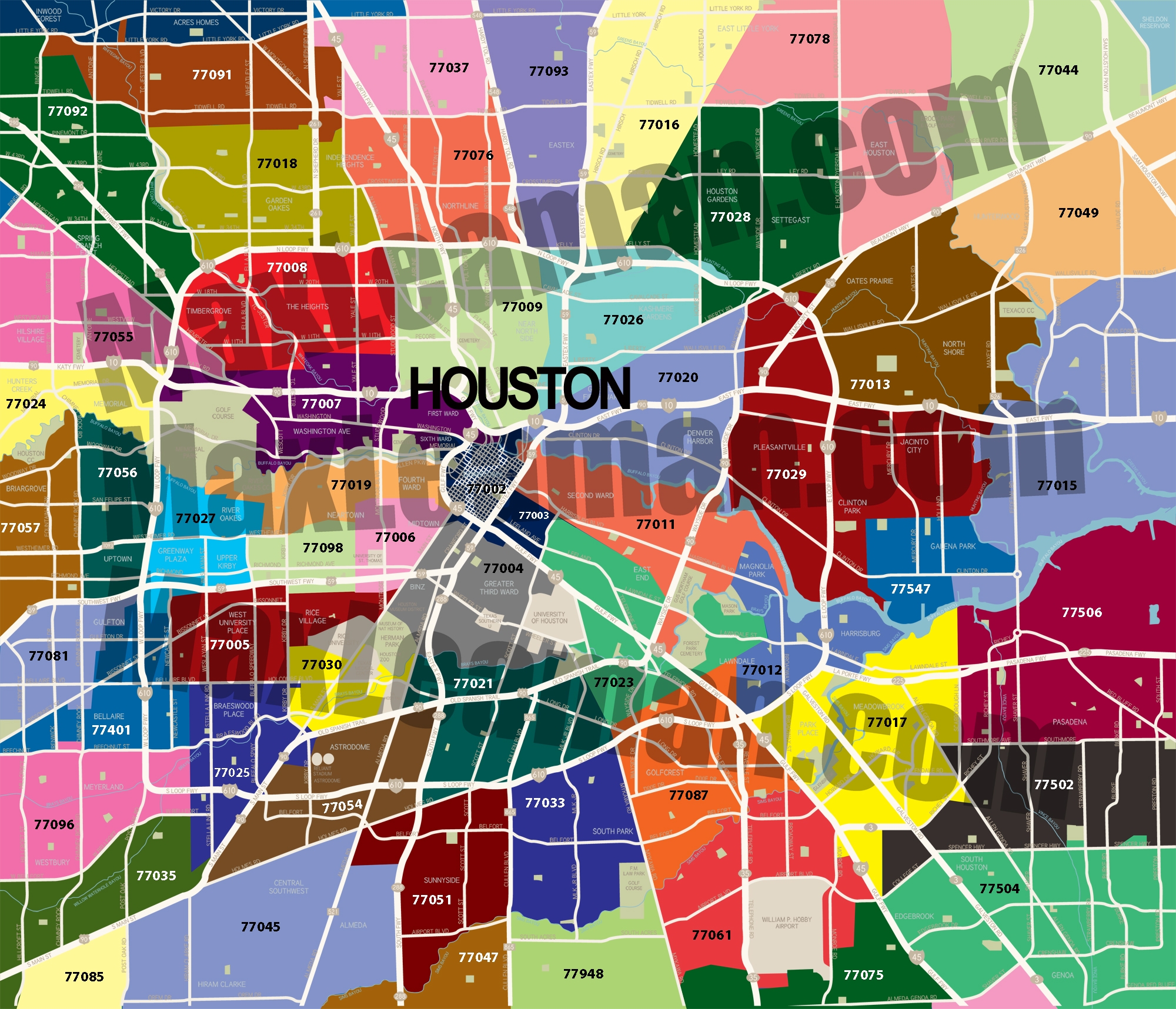 Printable Harris County Zip Code Map