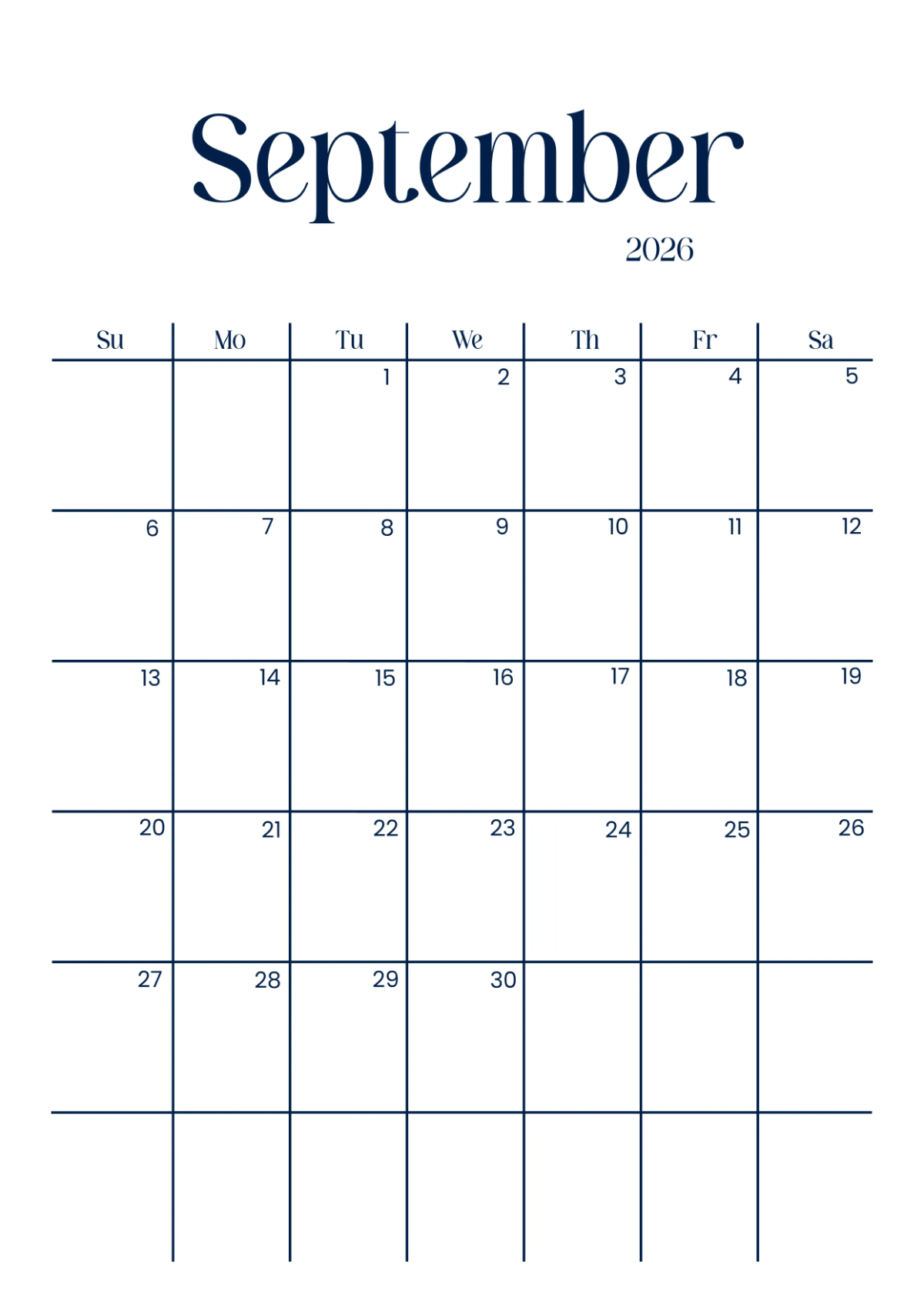 Free September 2026 Calendar With Holidays Template To Edit Online Free September 2026 Calendar With Holidays Template To Edit Online
