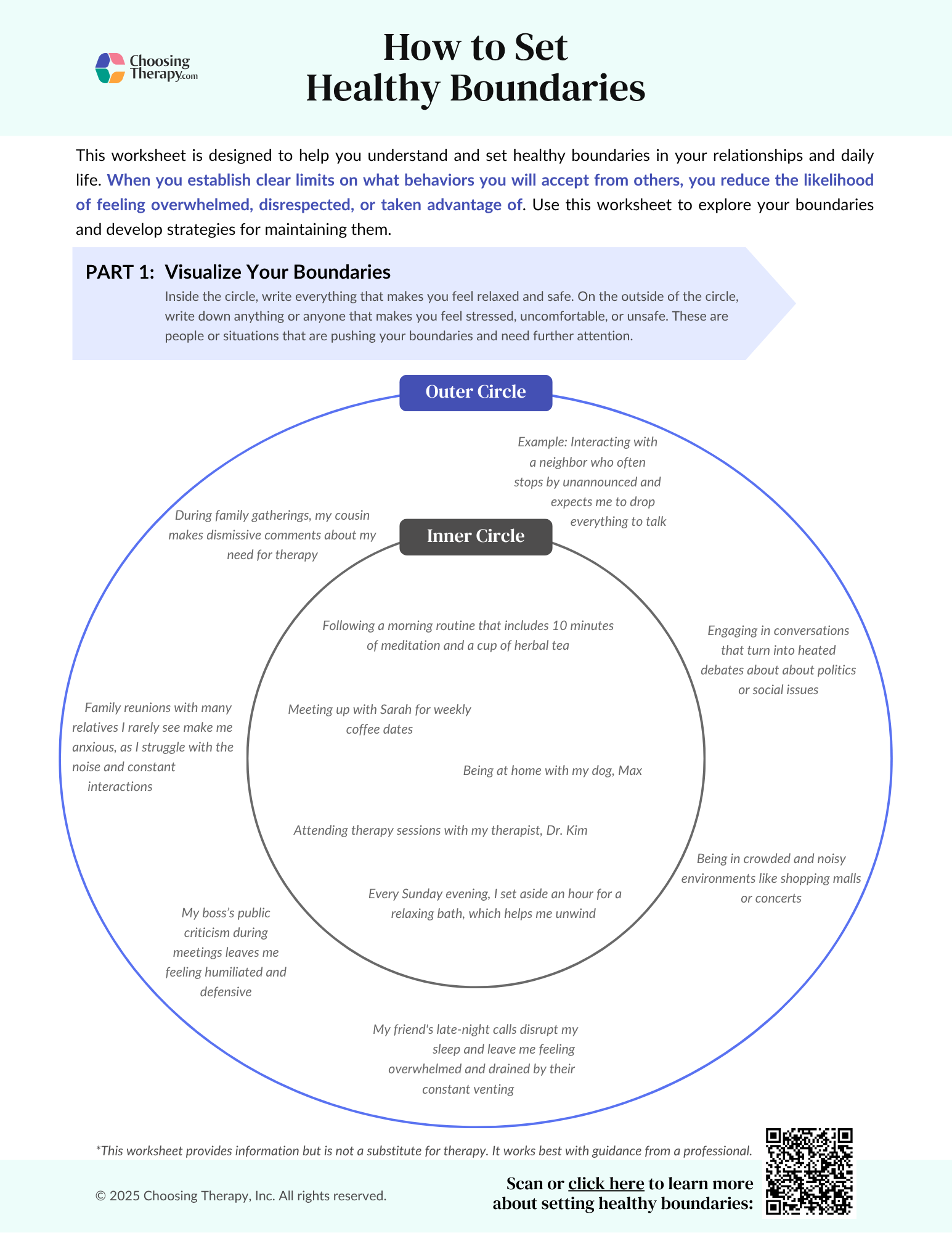 Printable Personal Boundaries Worksheet