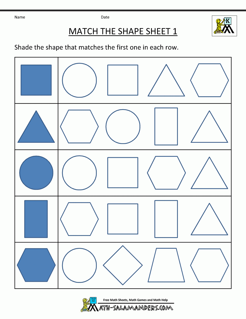 Free Printable Identifying Shapes Worksheets