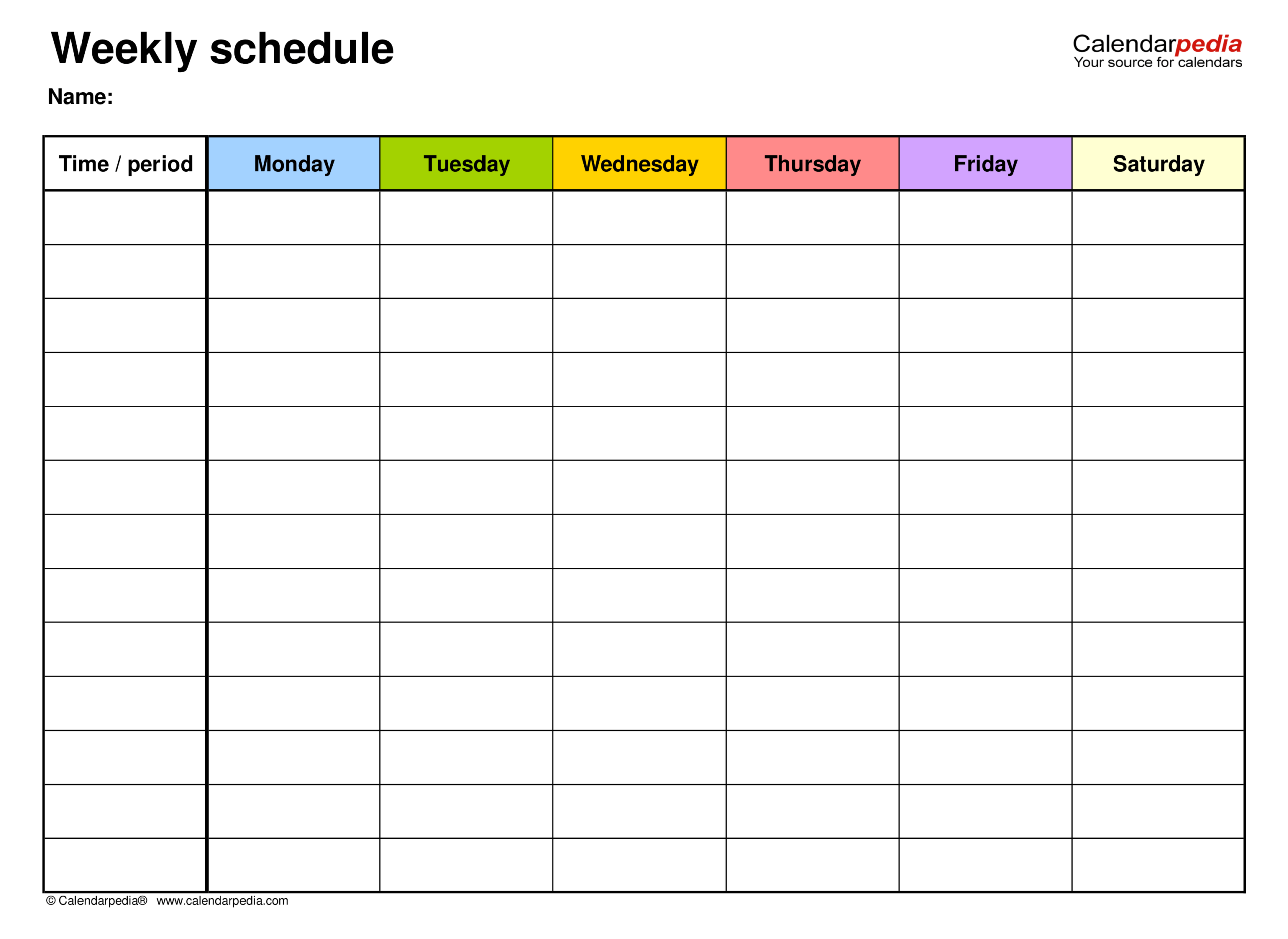 Free Weekly Schedules For PDF 24 Templates