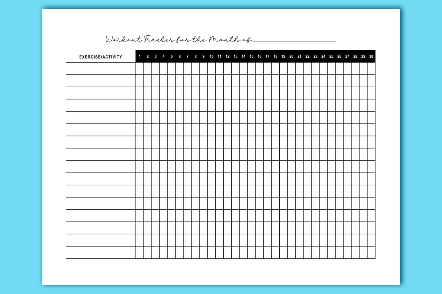 Fitness Printable Worksheets