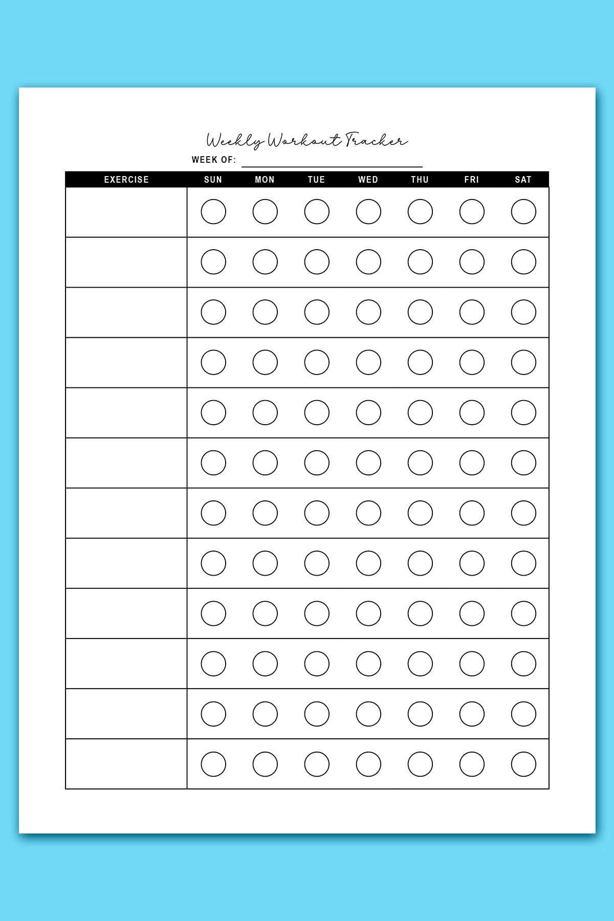 Free Workout Log Printable Sheets Daily Weekly Monthly
