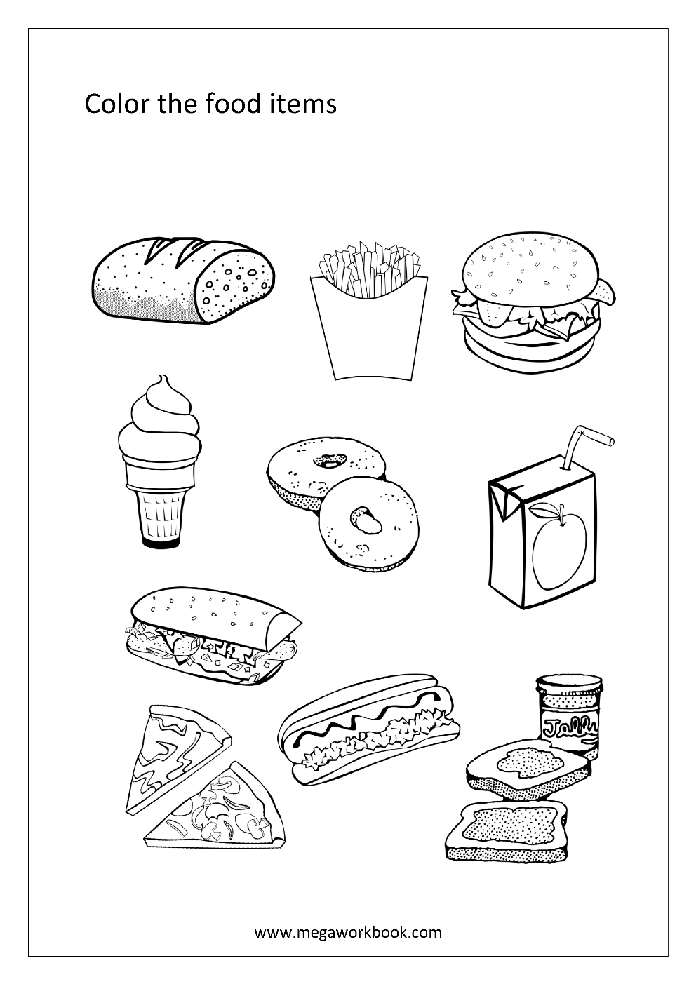 Printable Food Coloring Sheets