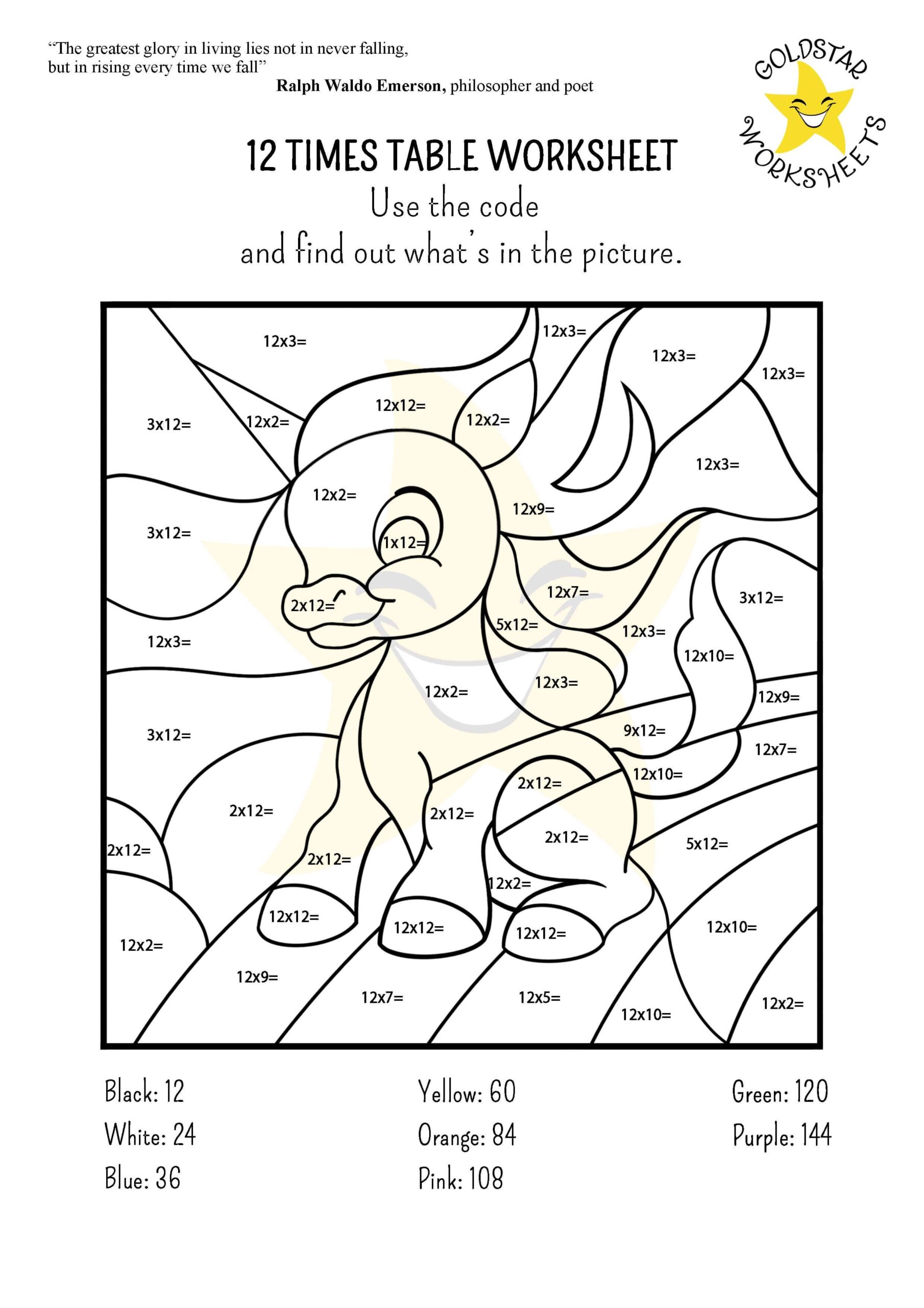12 Times Table Worksheet Free Printable