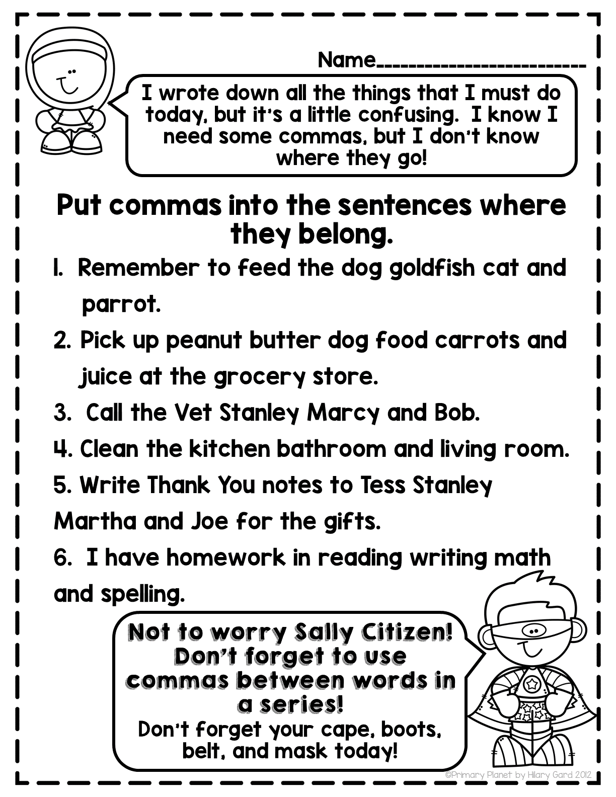 FUN Comma Use Comma Activities Comma Use Posters And Worksheets Primary Planet