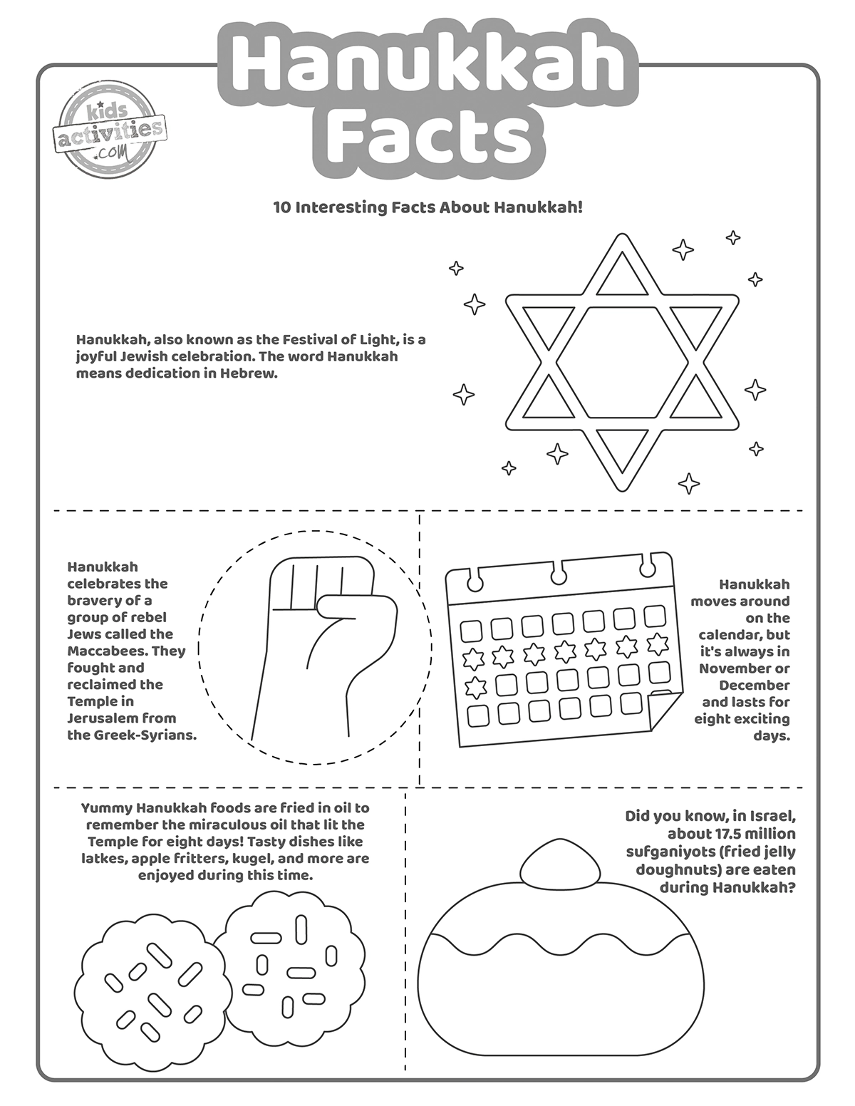 Hanukkah Printable Worksheets