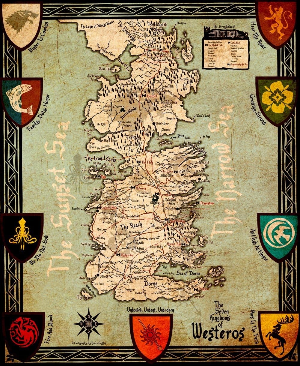 Game Of Thrones Map Wall Decor Poster Silk 28x24 Indonesia Ubuy