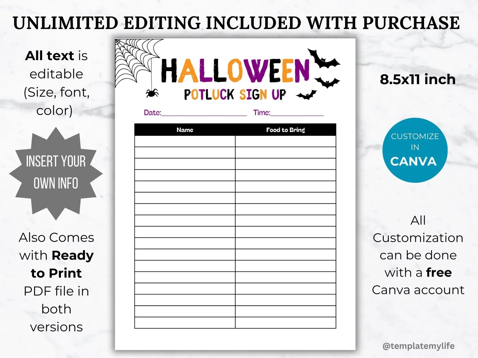 Free Printable Halloween Potluck Signup Sheet Free Printable Halloween Potluck Signup Sheet