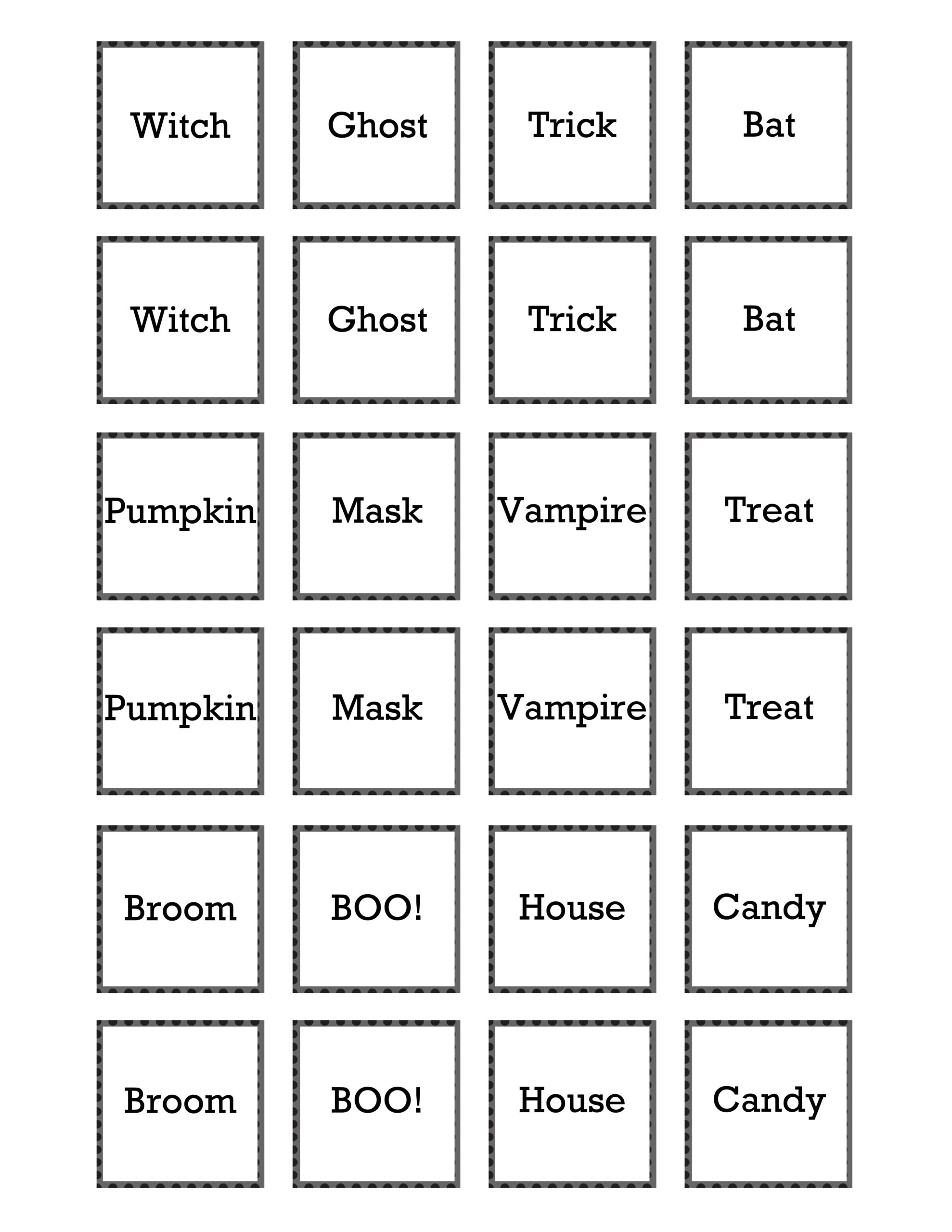 Halloween Printable Memory Game 30 Minute Crafts Worksheets 