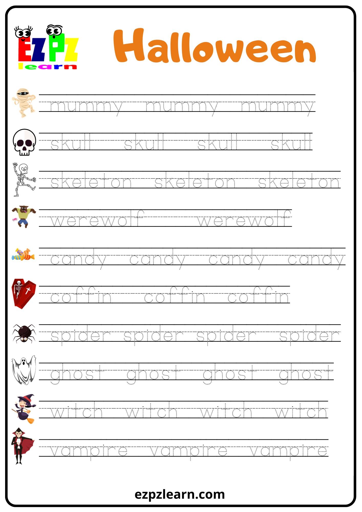 Printable Tracing Words Worksheets
