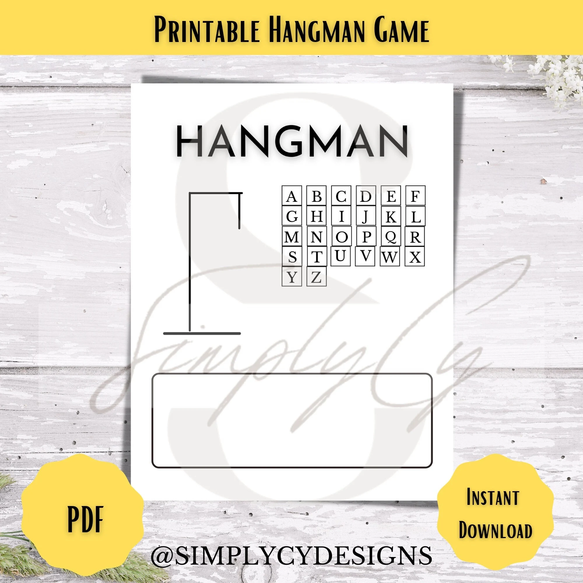 Hangman Printable Etsy