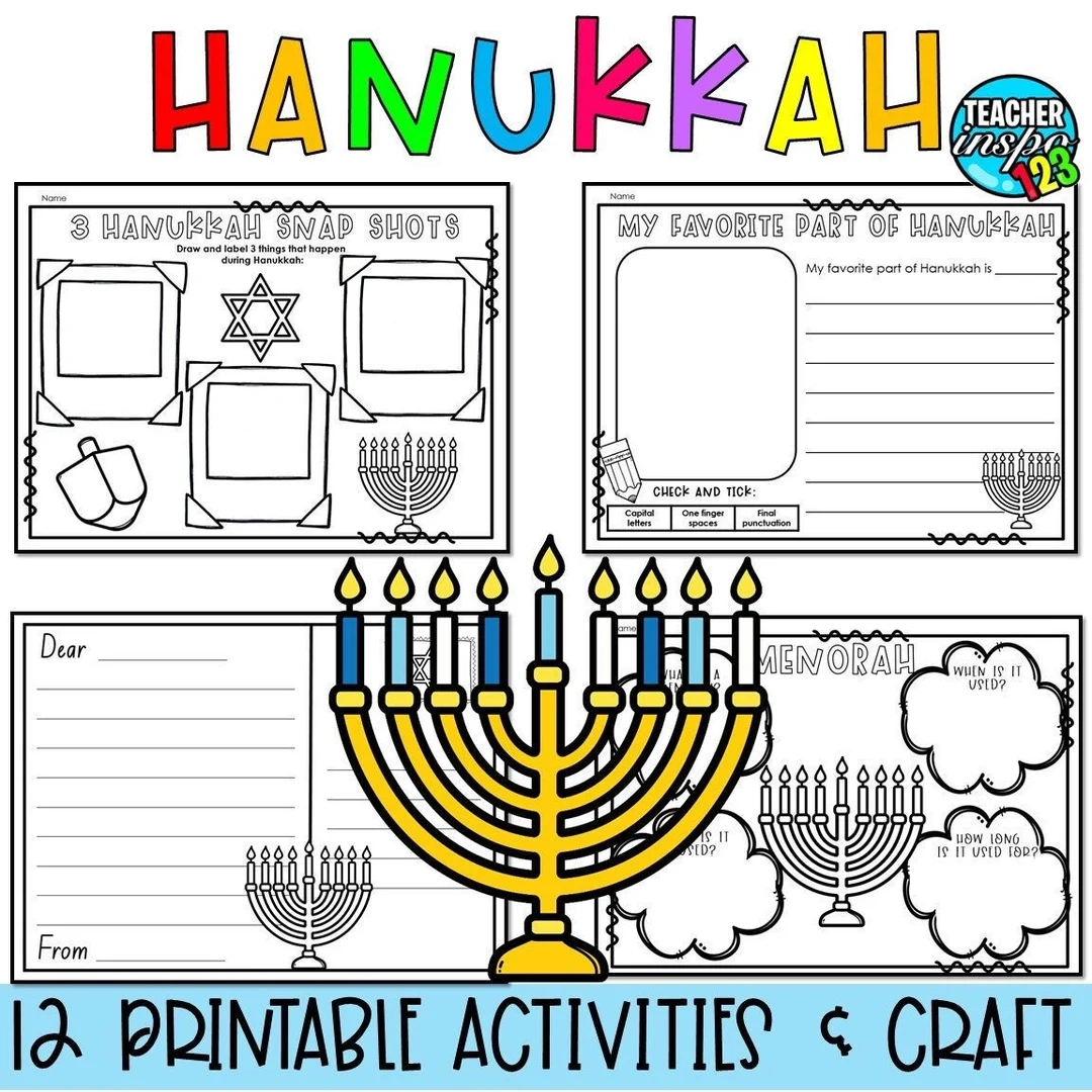 Hanukkah Menorah Holiday Worksheets 2nd And 3rd Grade Teacher Etsy