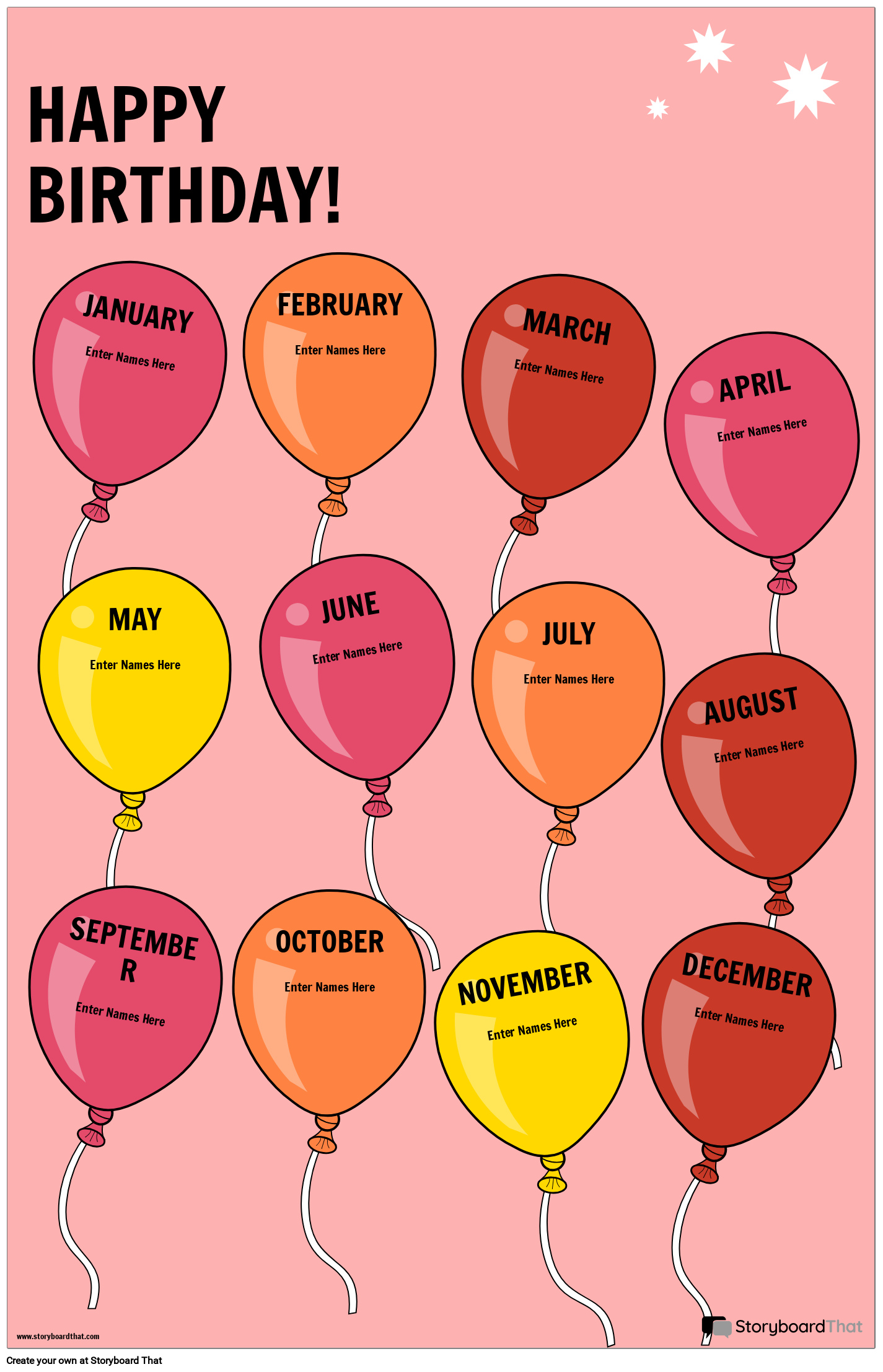 Classroom Birthday Chart Free Printable