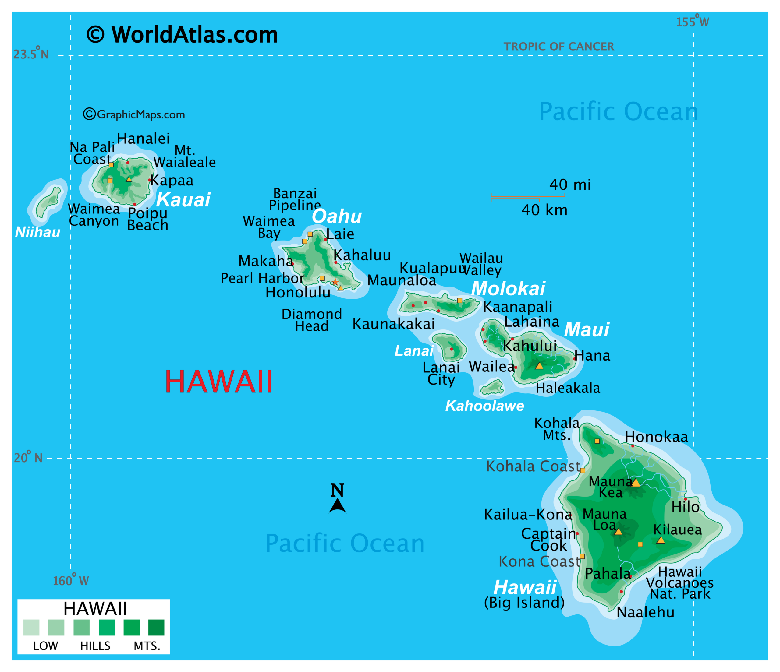 Printable Map Of Hawaiian Islands