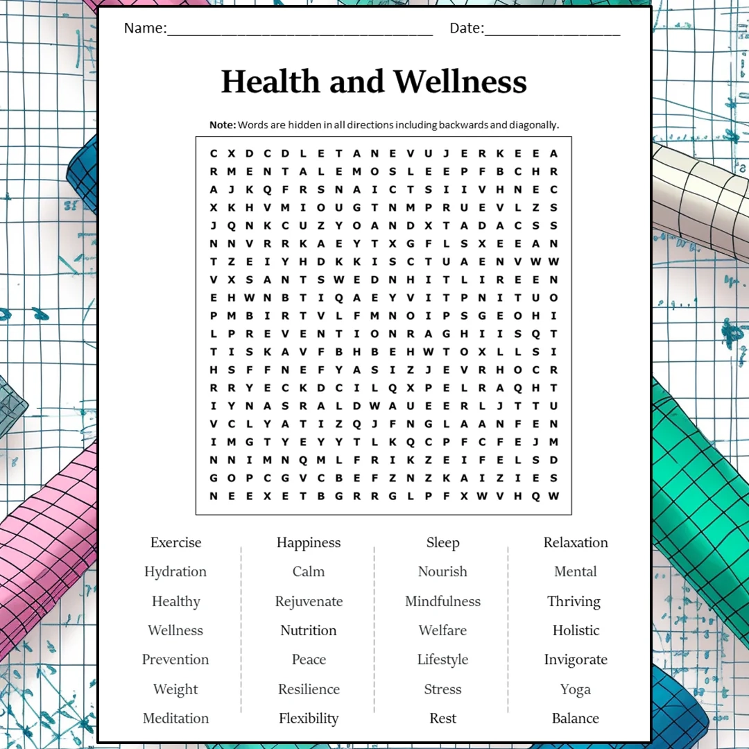 Health And Wellness Word Search Puzzle Worksheet Activity PDF PrintableBazaar Health And Wellness Word Search Puzzle Worksheet Activity PDF PrintableBazaar