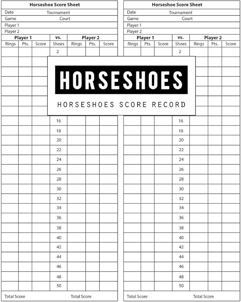 Horseshoe Score Sheets Printable