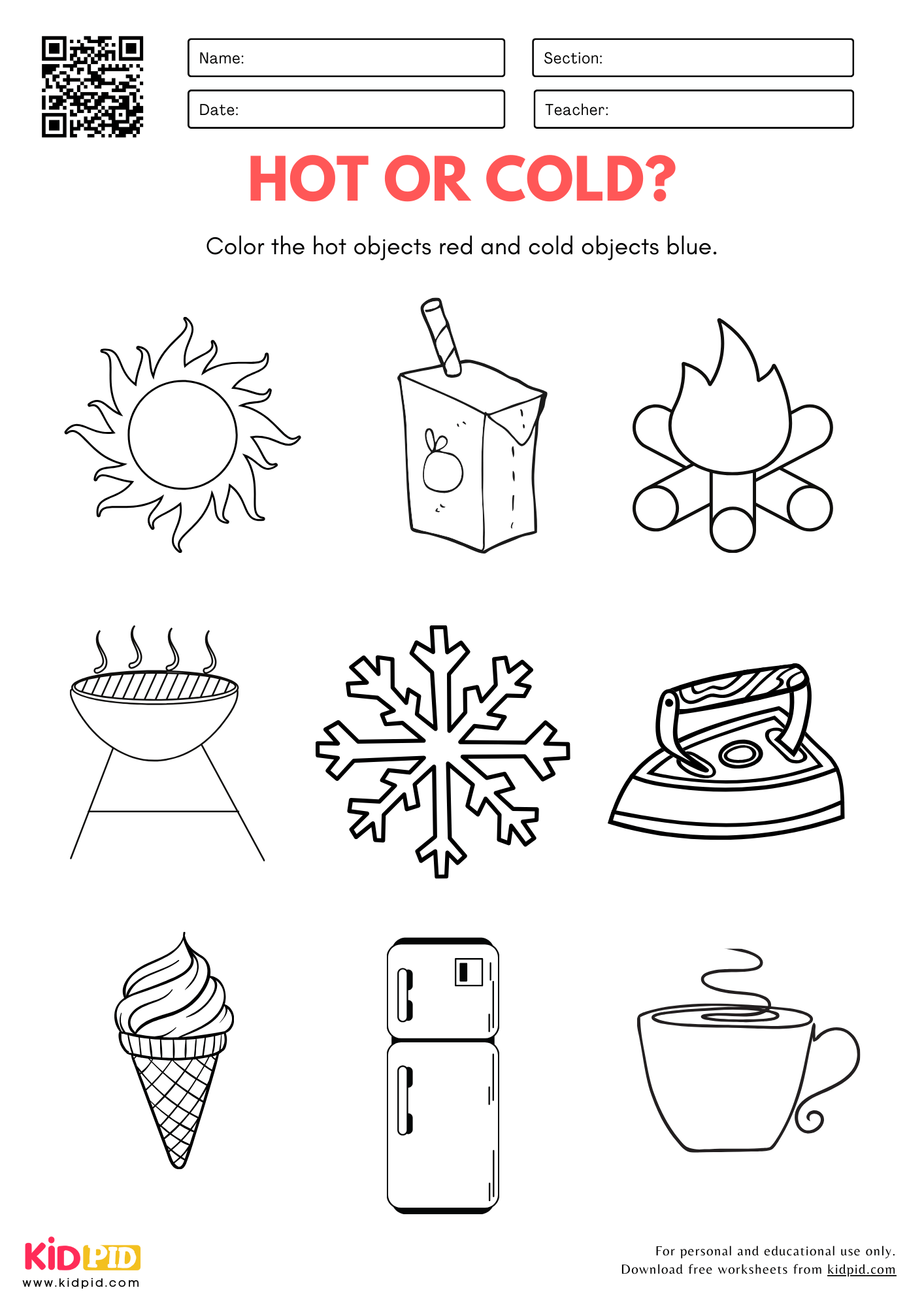Free Printable Hot And Cold Worksheets